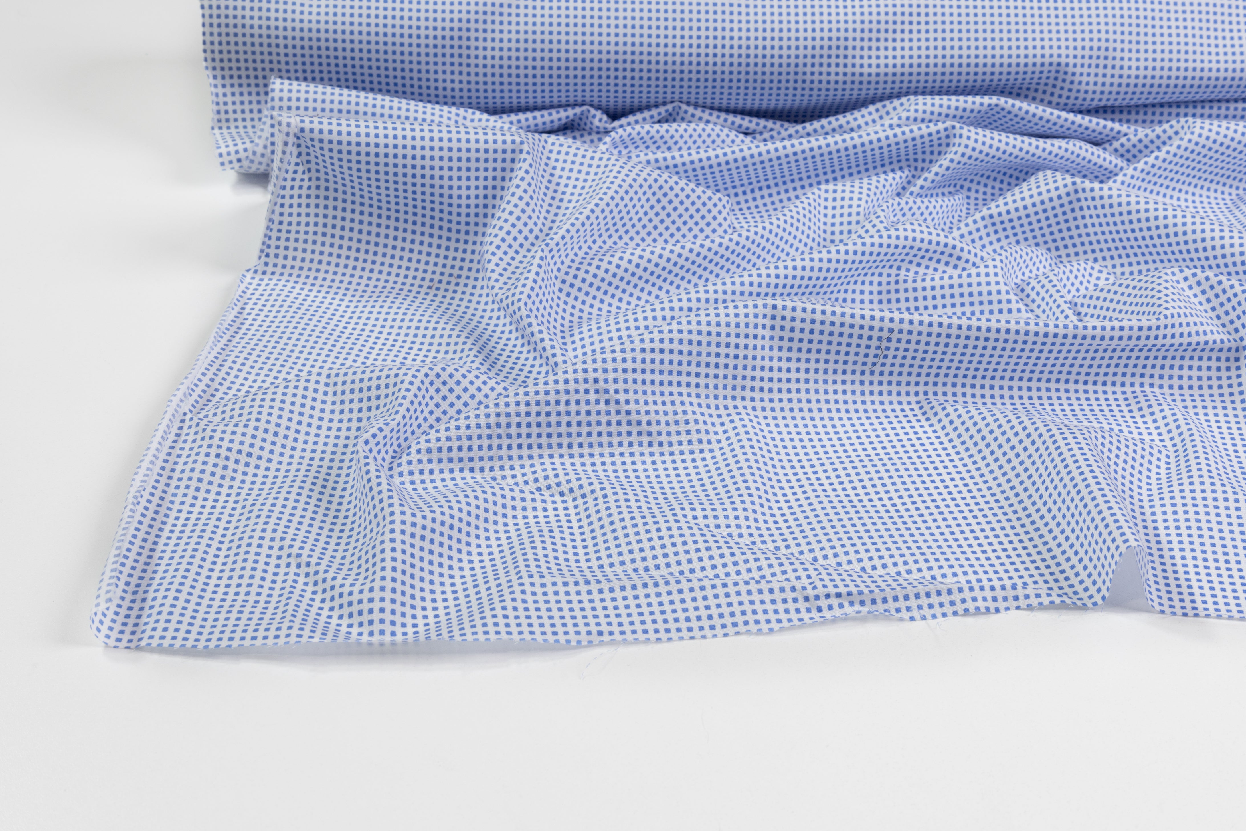 Checked Cotton Shirting - Blue / White