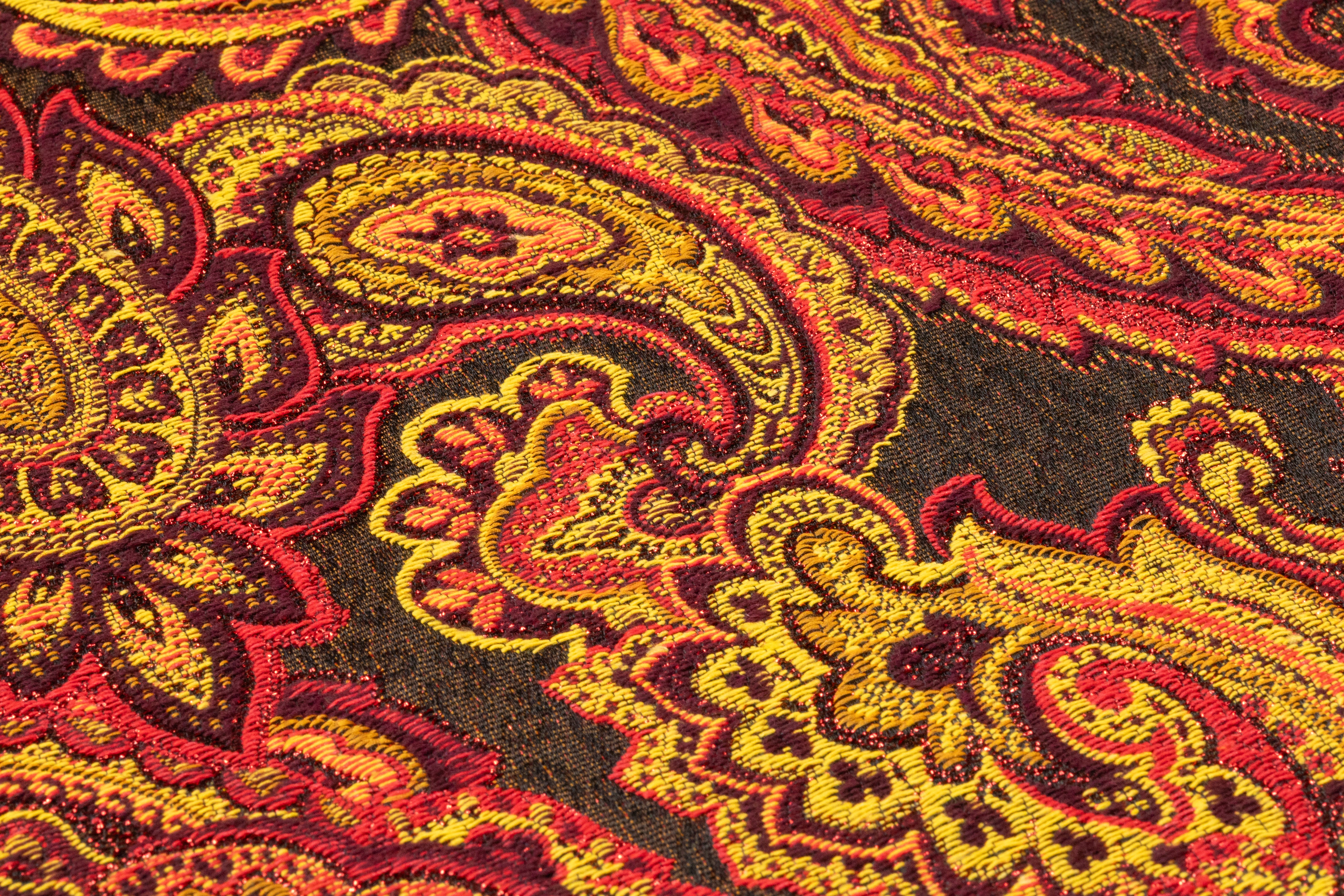 Paisley Metallic Italian Brocade - Red / Burgundy / Gold