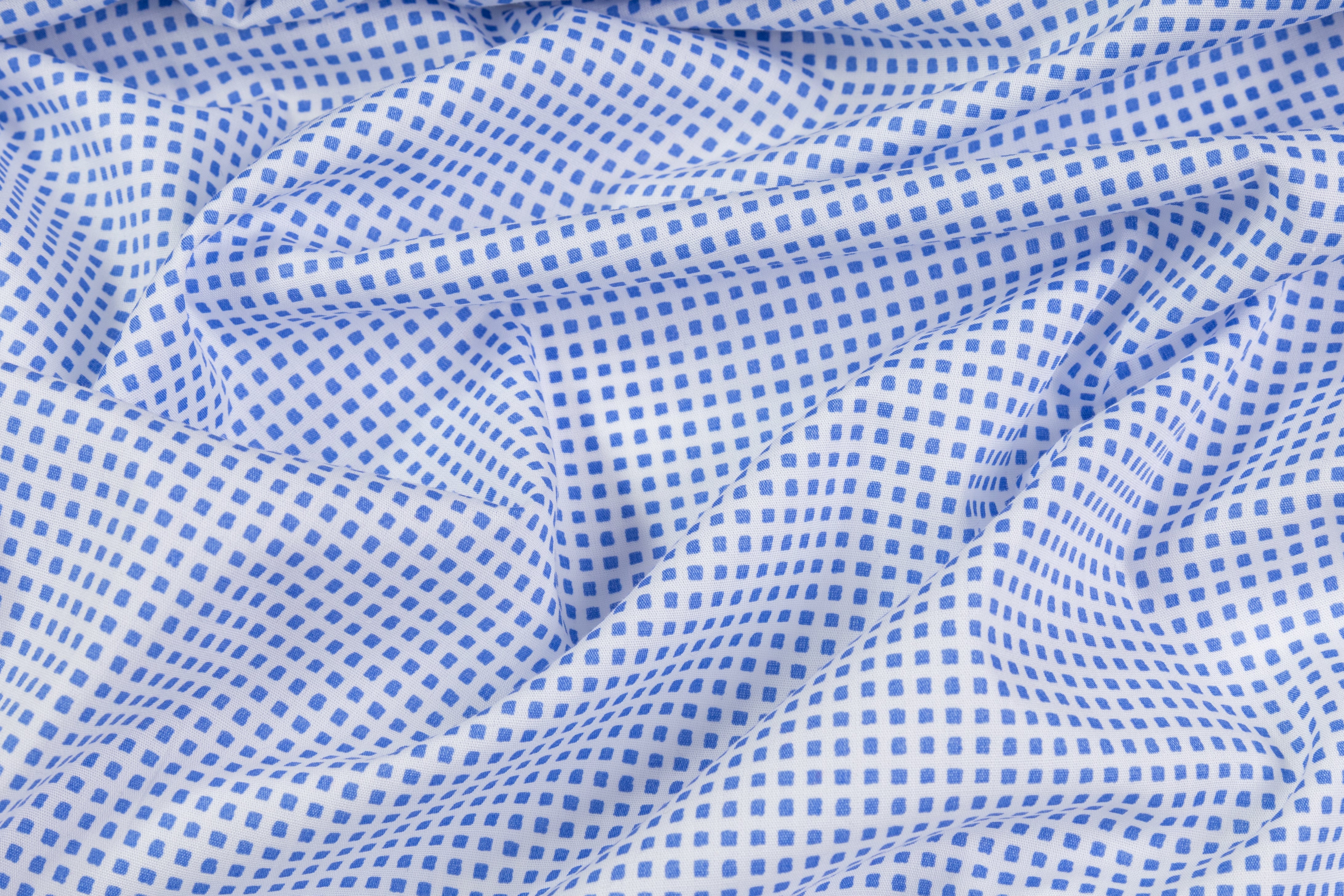 Checked Cotton Shirting - Blue / White