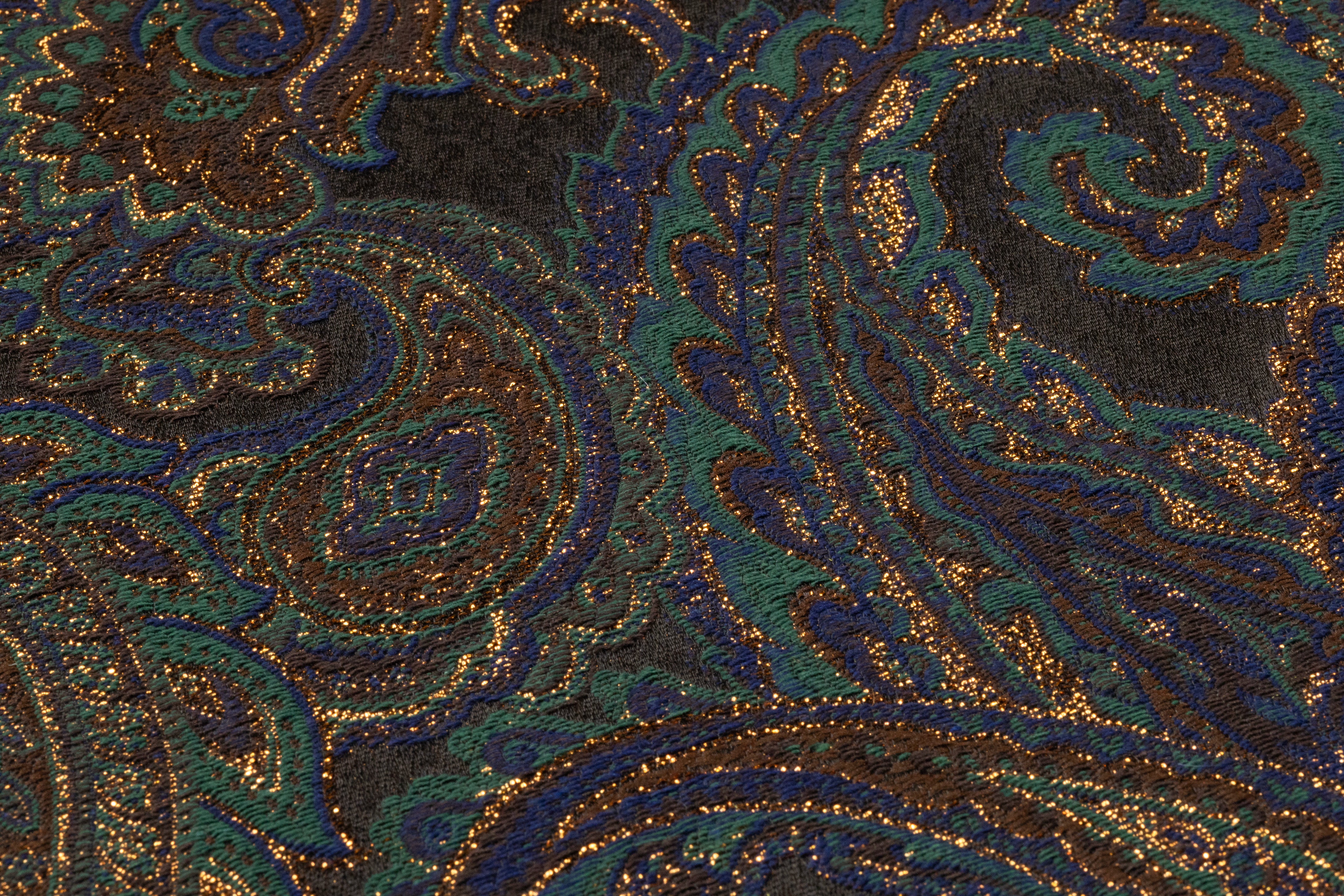 Paisley Metallic Italian Brocade - Green / Blue / Dark Brown / Gold