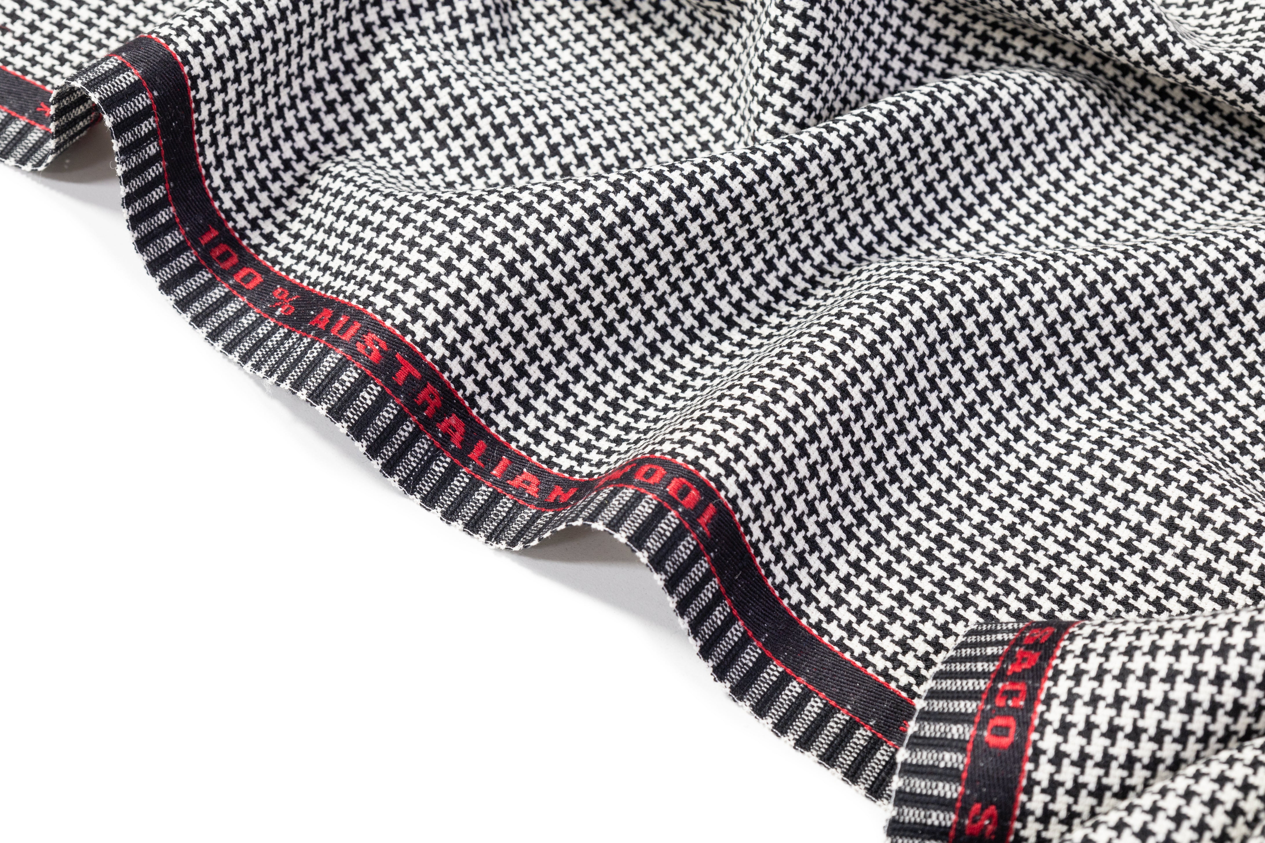 Houndstooth Australian Wool Suiting - Black / Off White