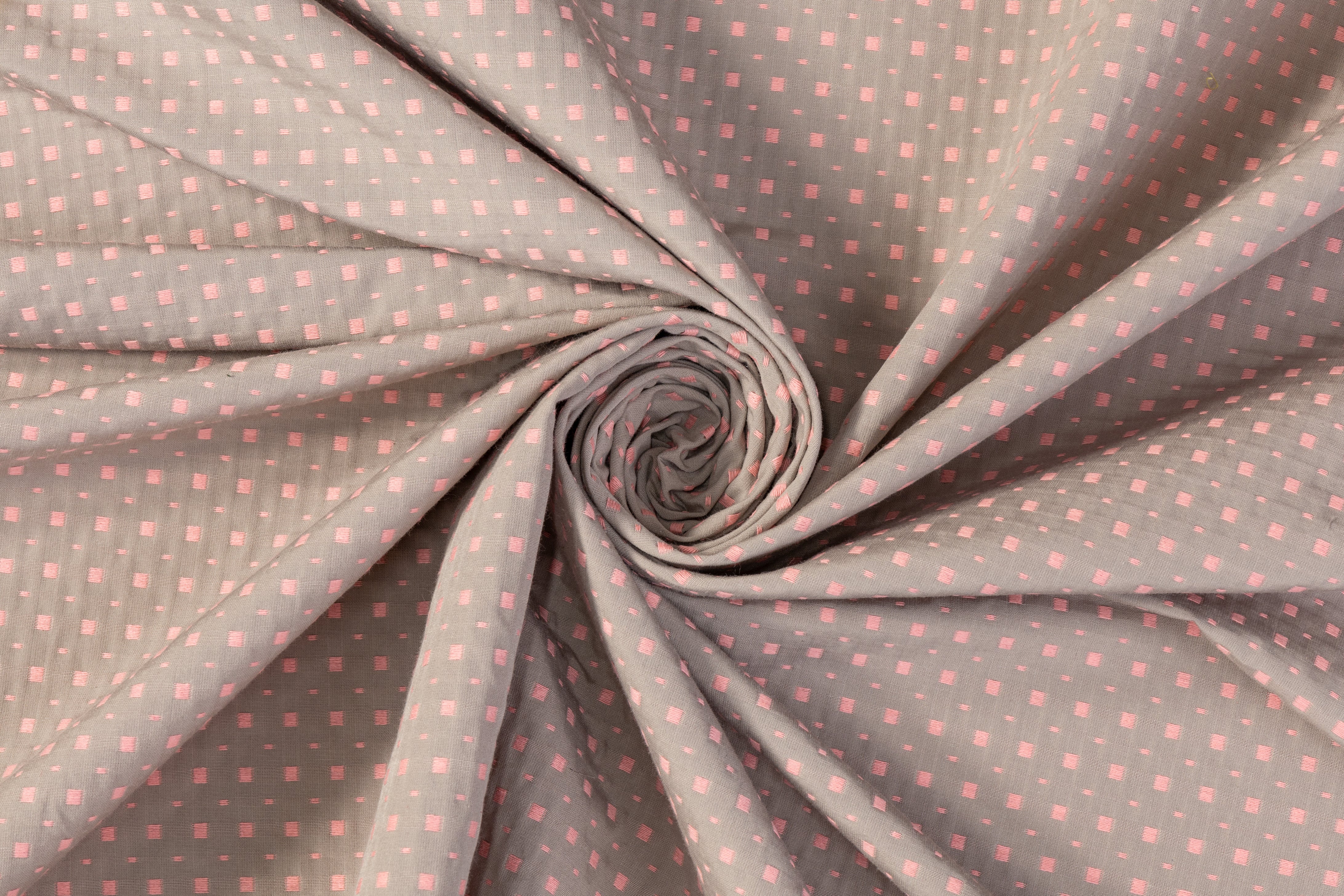 Dotted Cotton Brocade - Pink / Gray