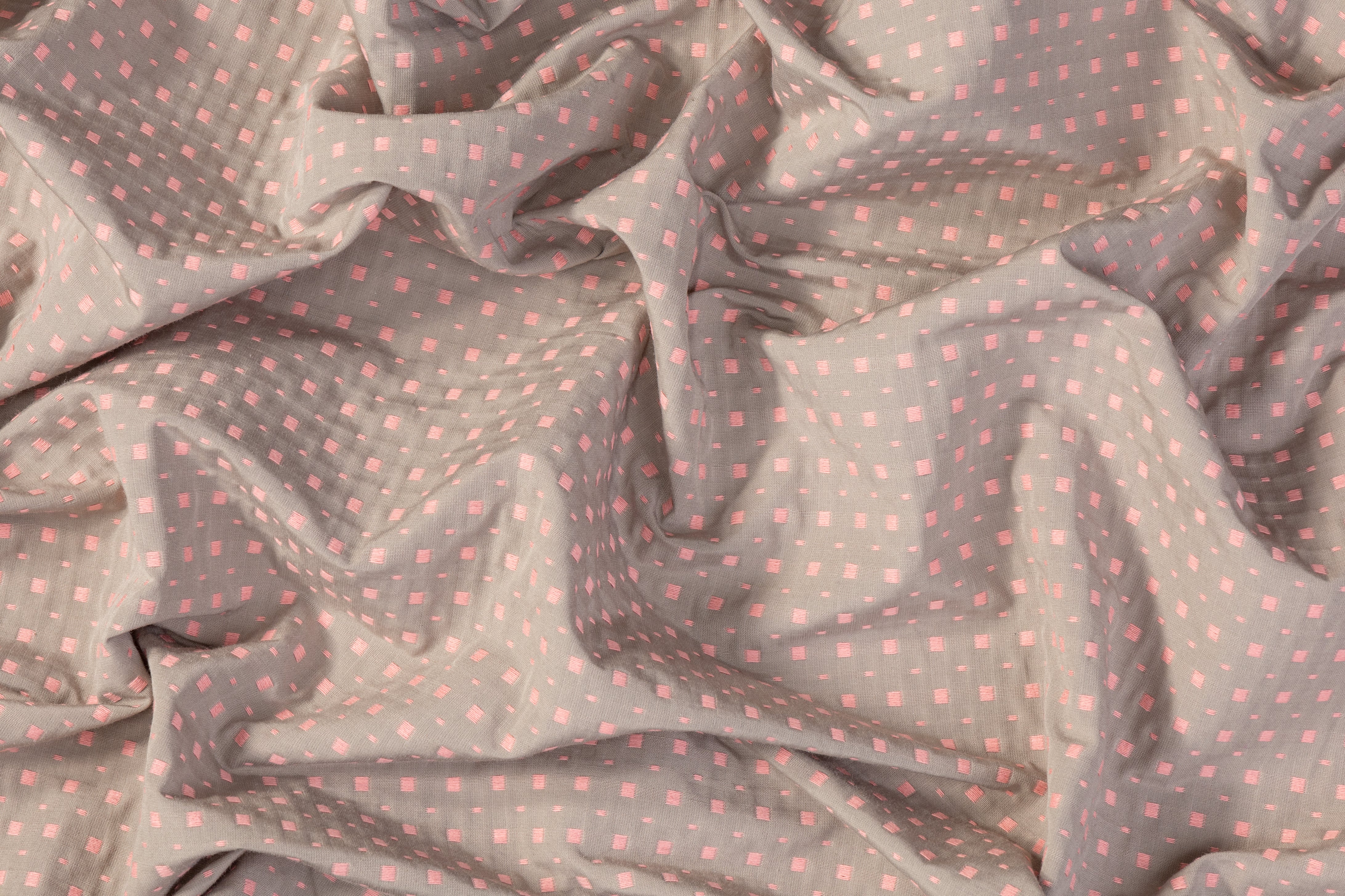 Dotted Cotton Brocade - Pink / Gray