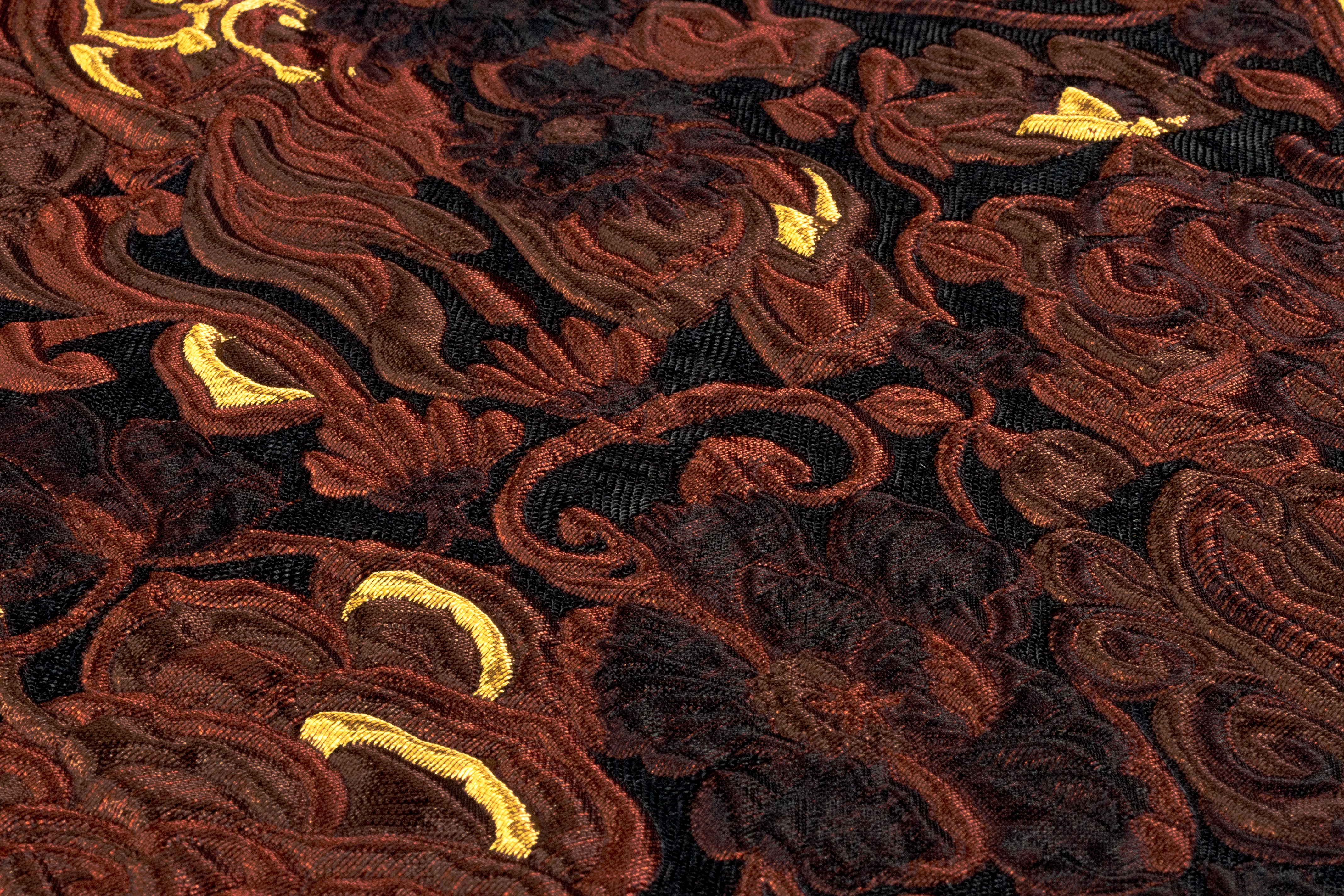 Antique Floral Scroll Italian Brocade - Brown / Gold