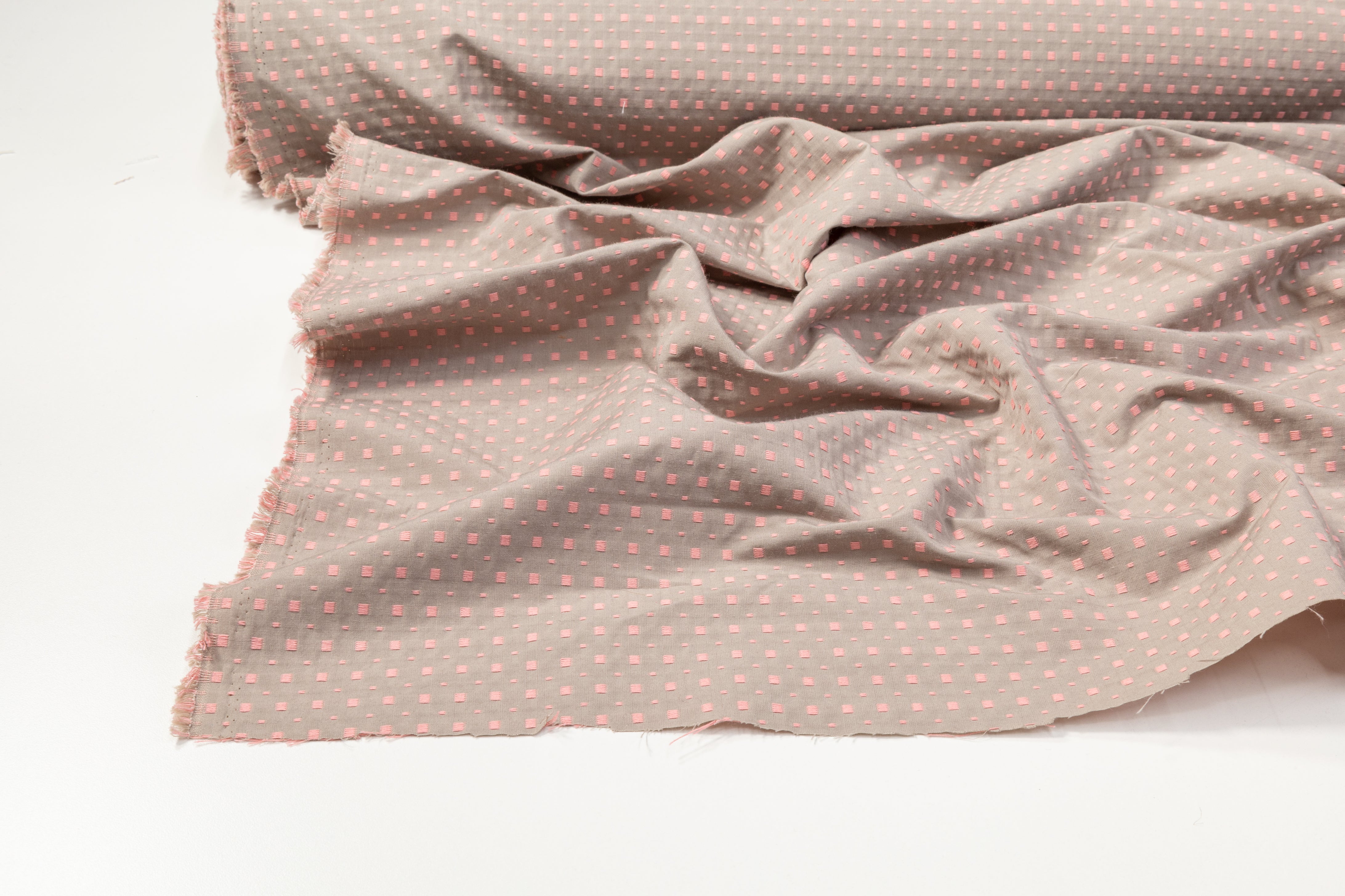 Dotted Cotton Brocade - Pink / Gray