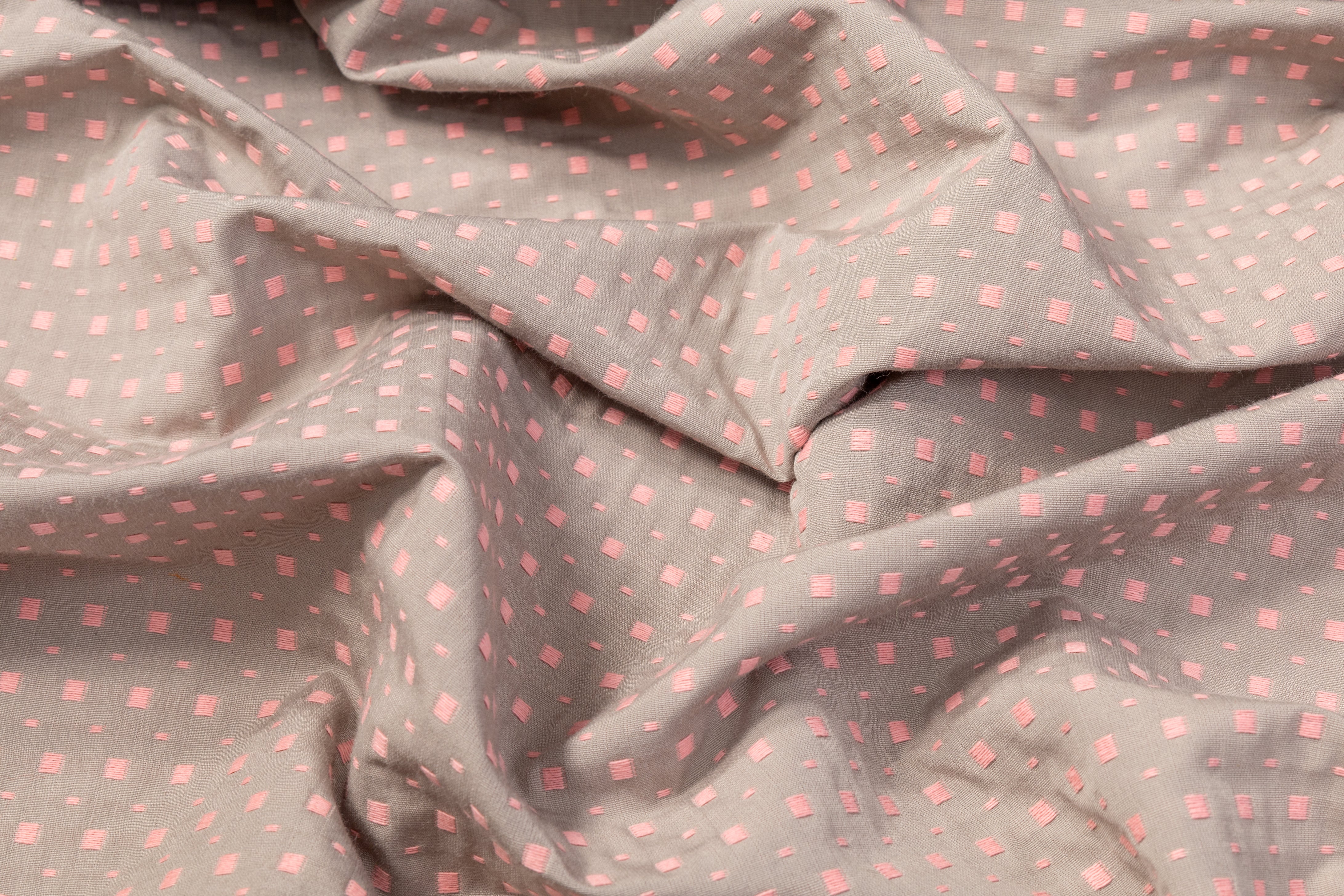 Dotted Cotton Brocade - Pink / Gray