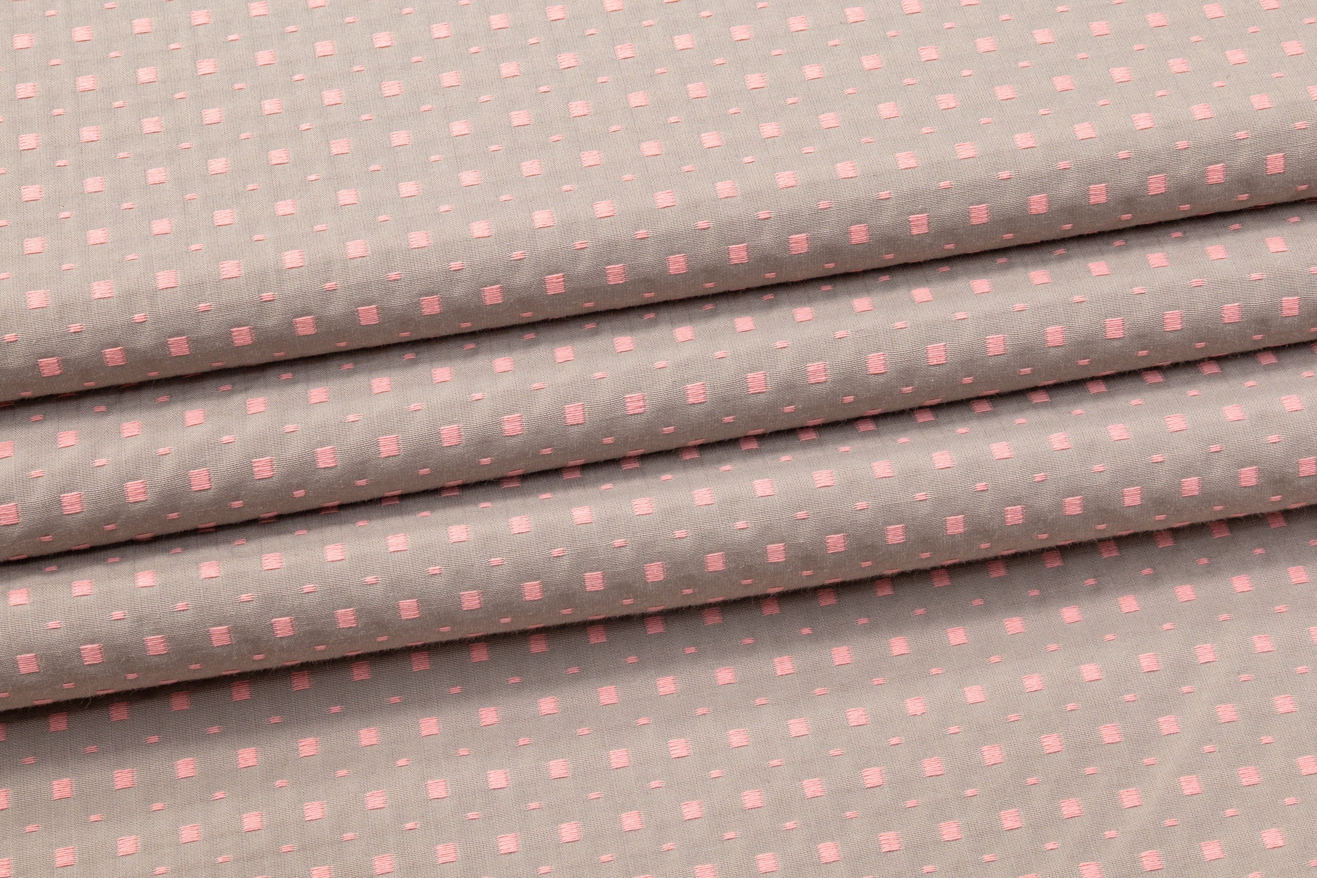 Dotted Cotton Brocade - Pink / Gray