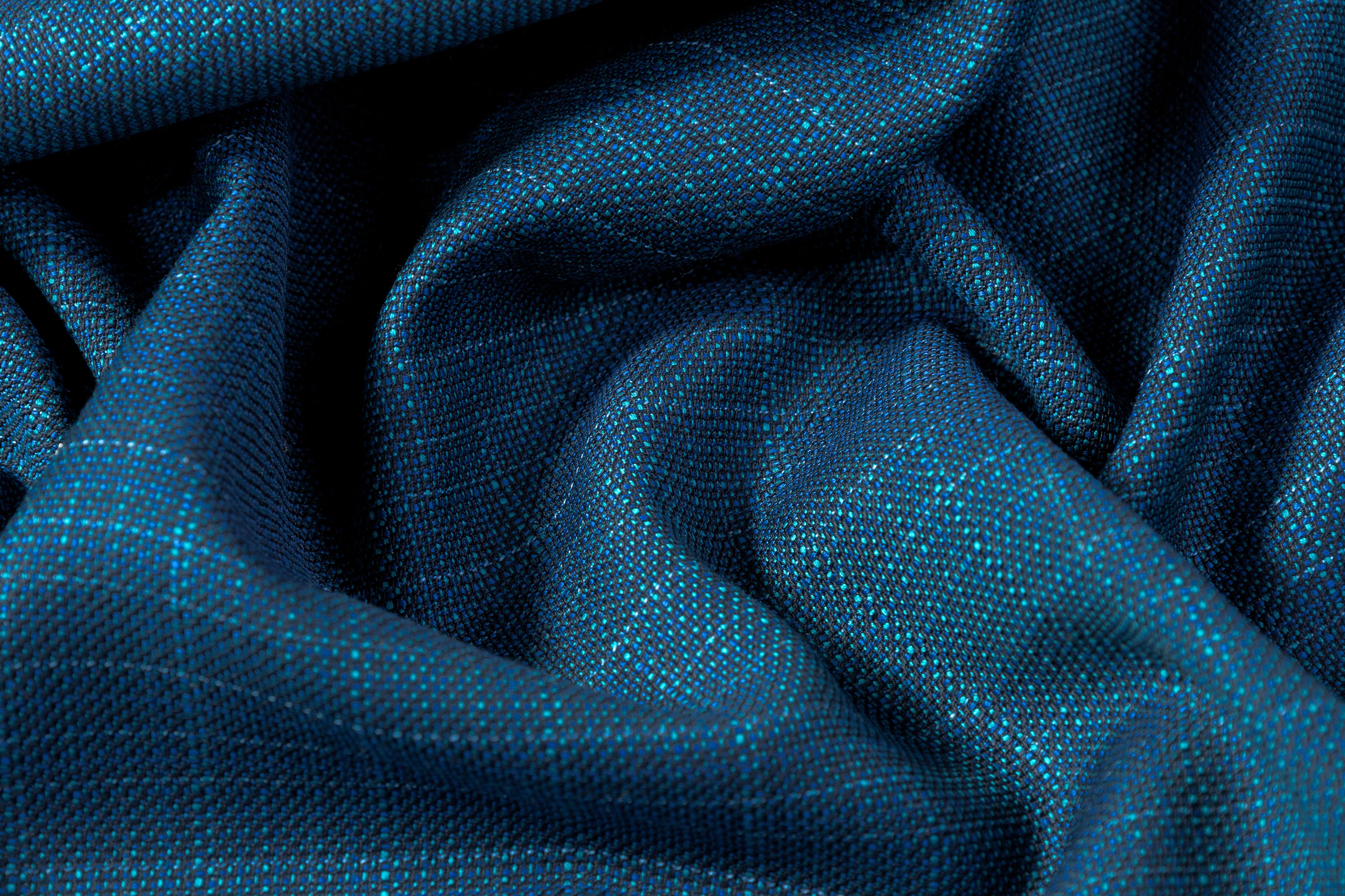 Textured Italian Wool Suiting - Blue