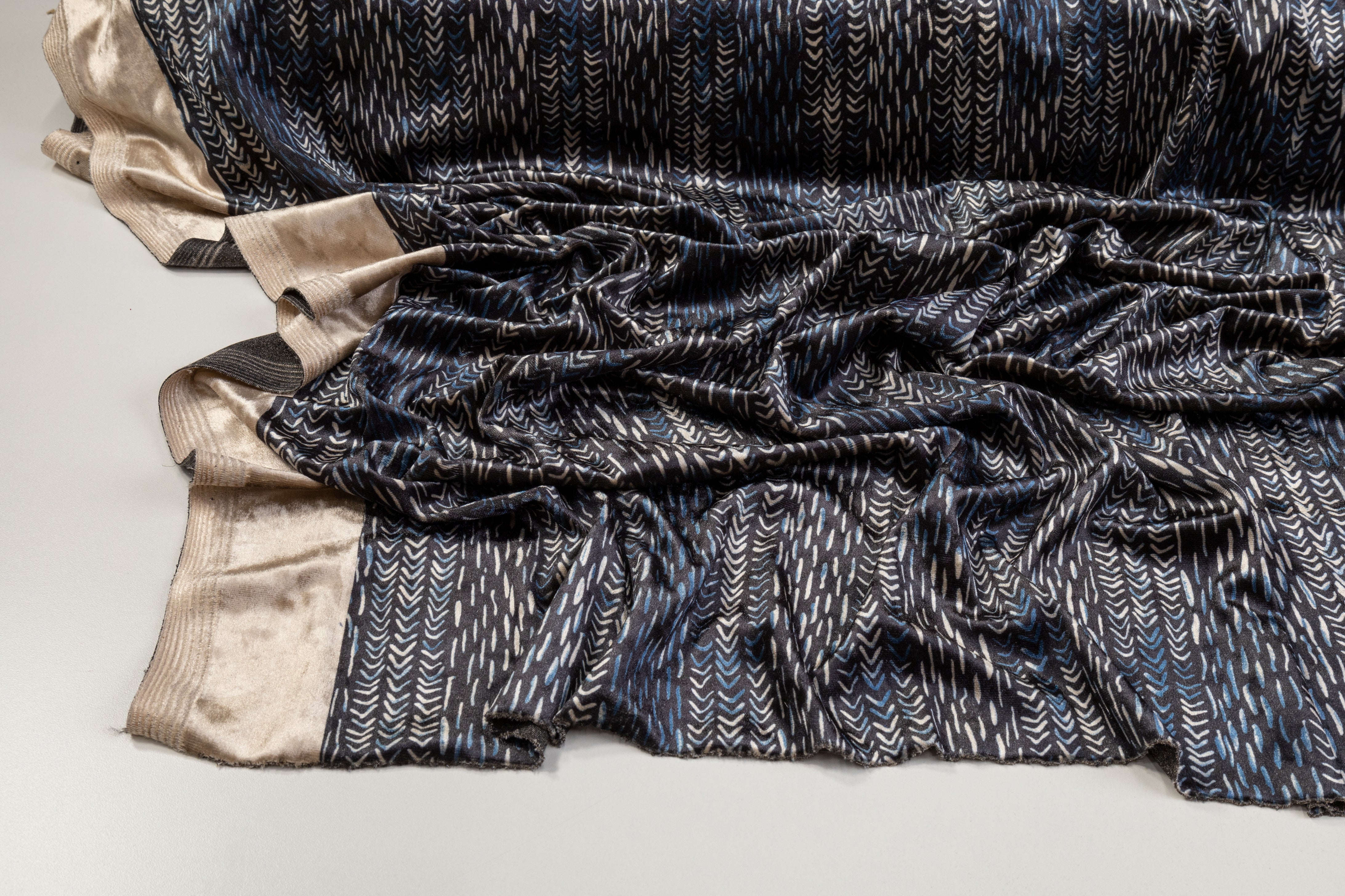 Printed Stretch Velvet - Blue