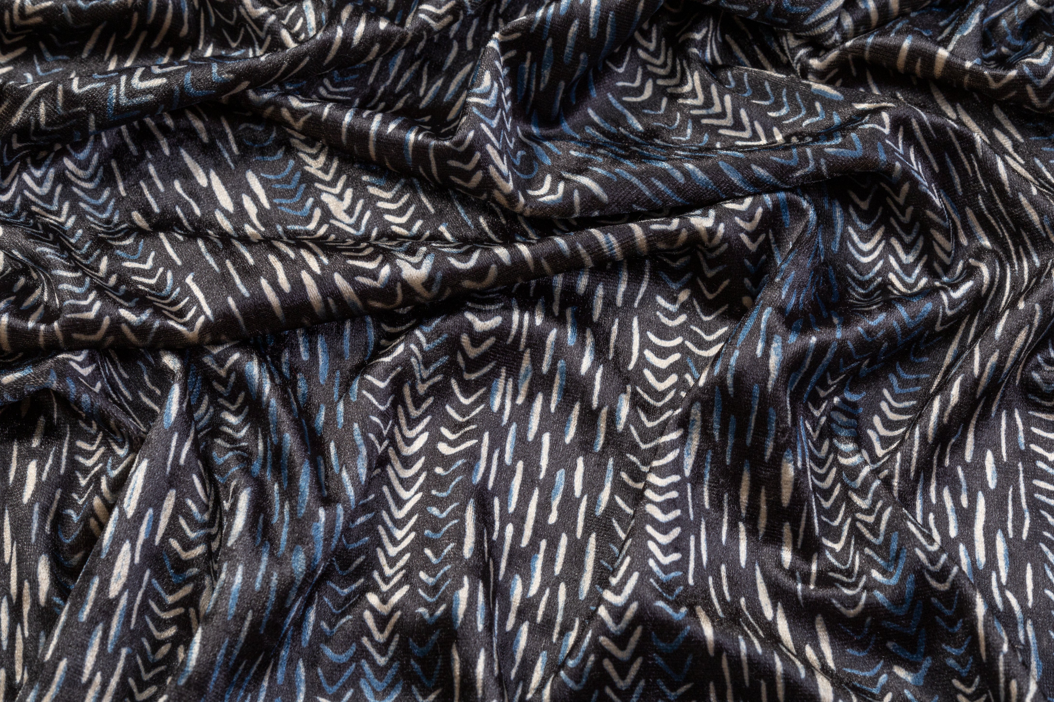 Printed Stretch Velvet - Blue