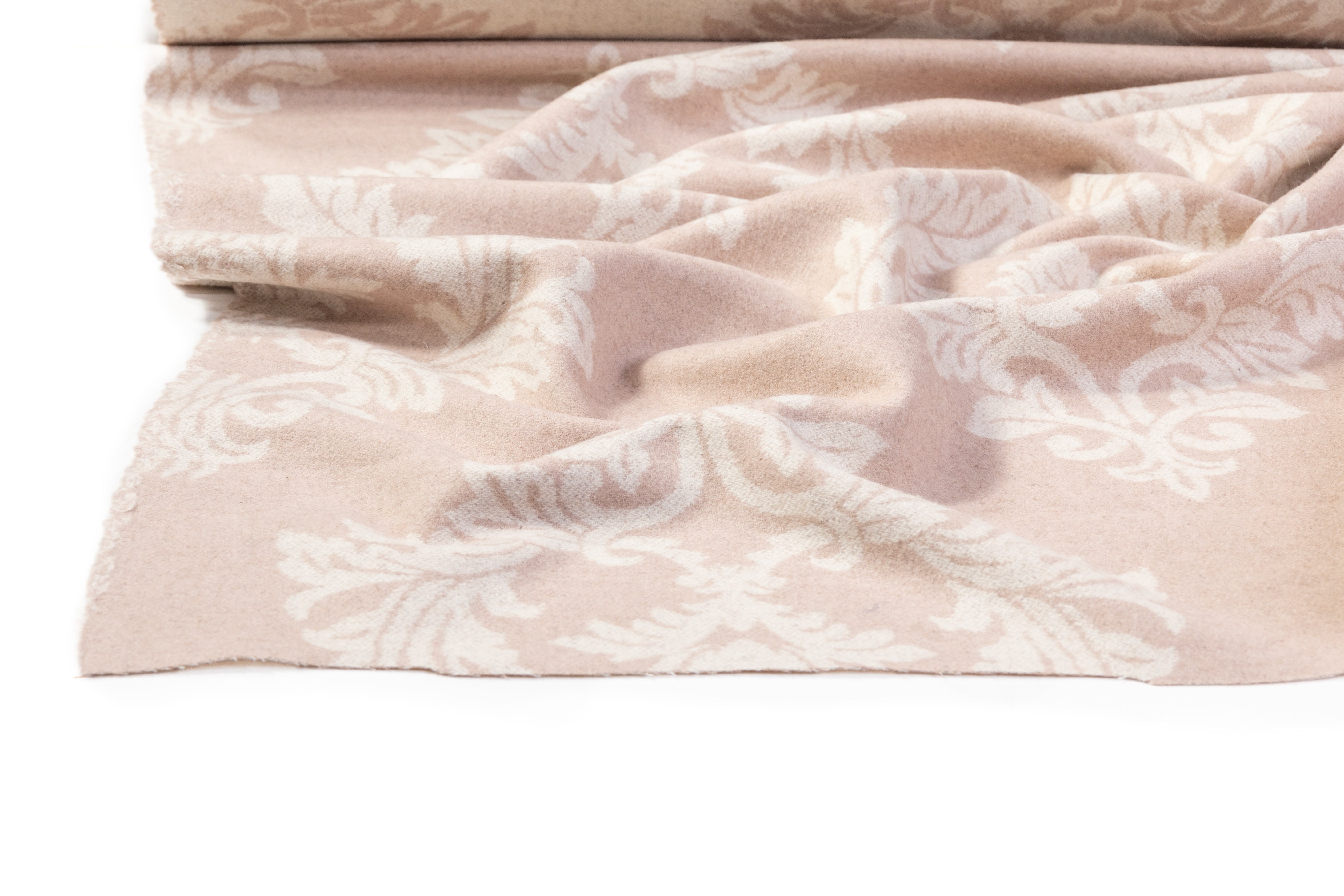 Double Faced Italian Damask Wool Coating - Beige