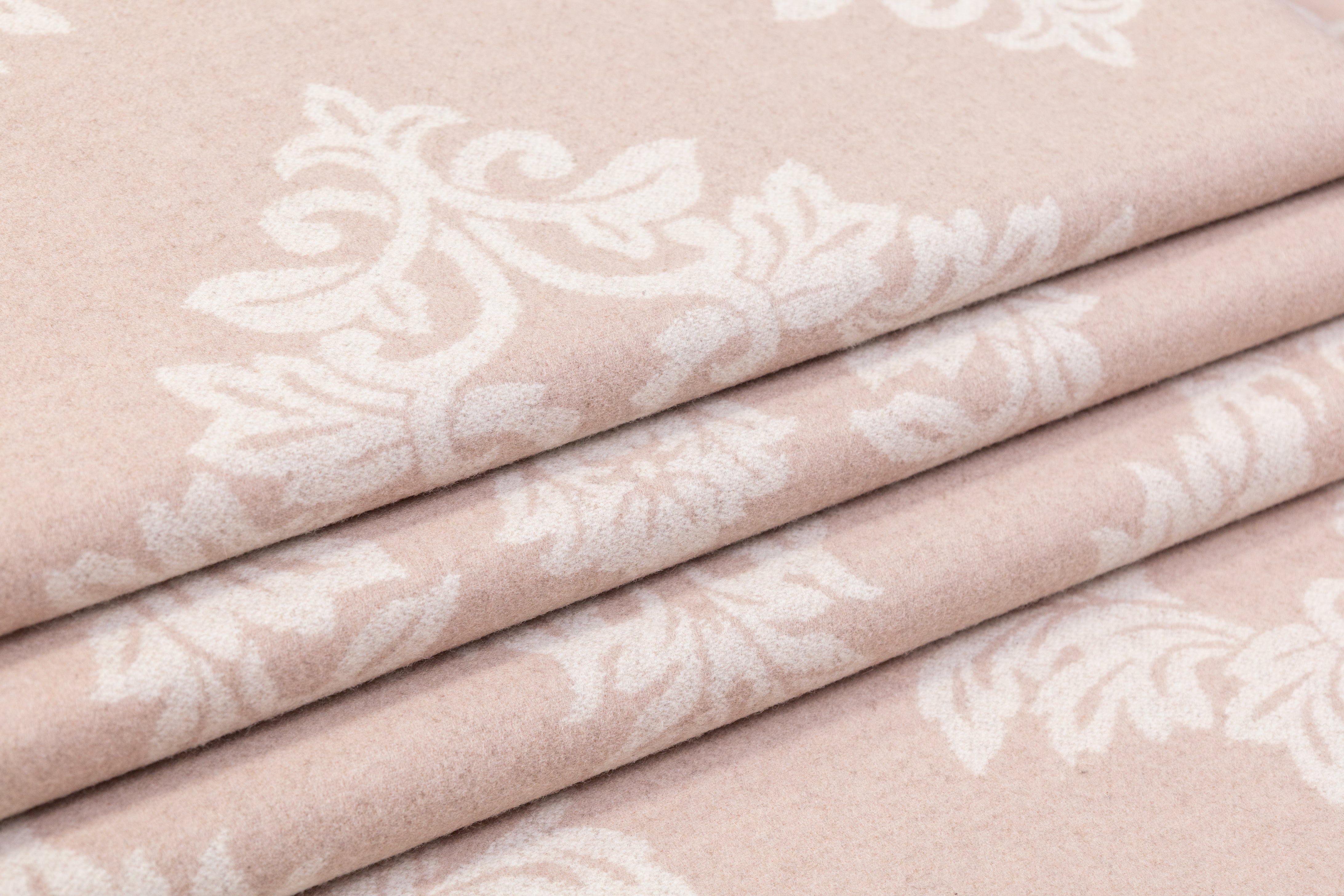 Double Faced Italian Damask Wool Coating - Beige