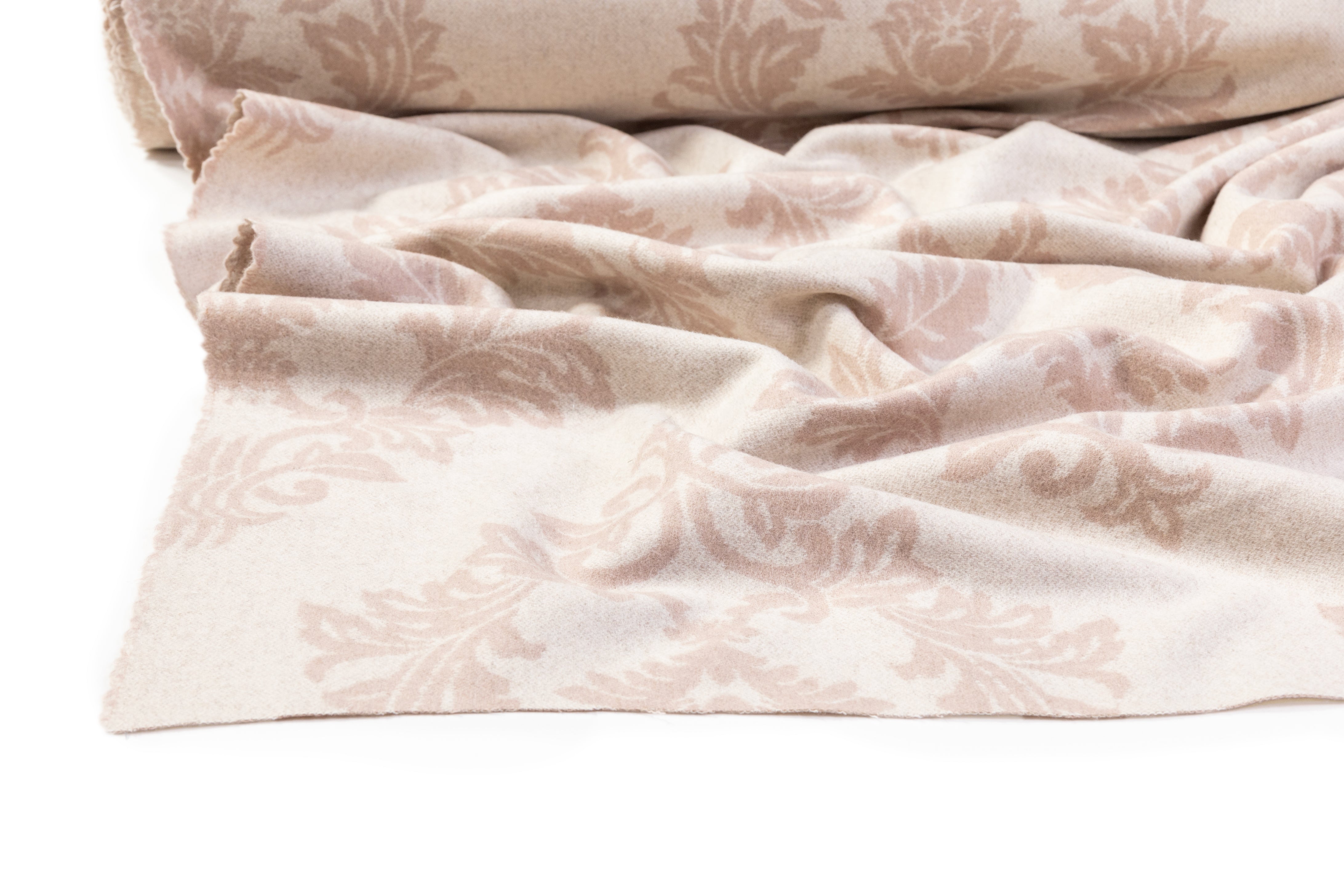 Double Faced Italian Damask Wool Coating - Beige