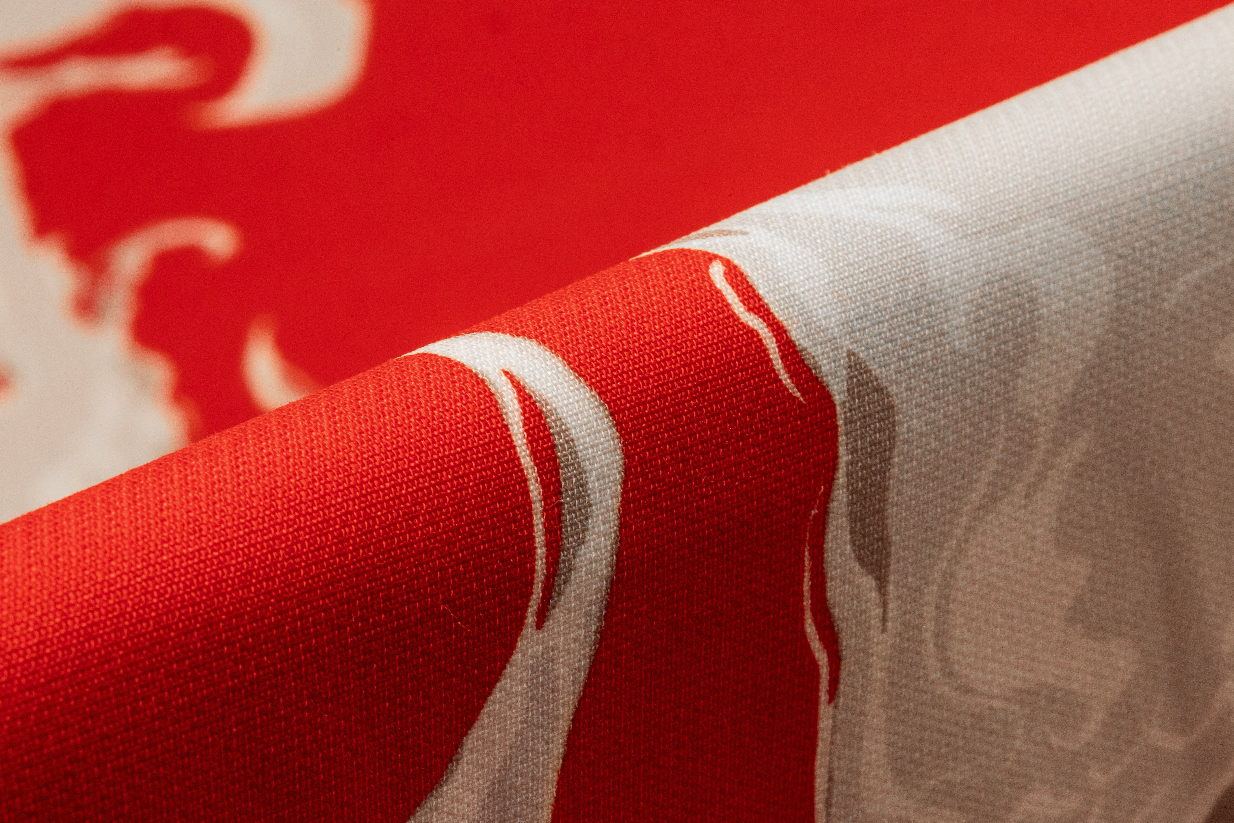 Mermaid Printed Italian Silk and Wool Crepe - Red / Gray