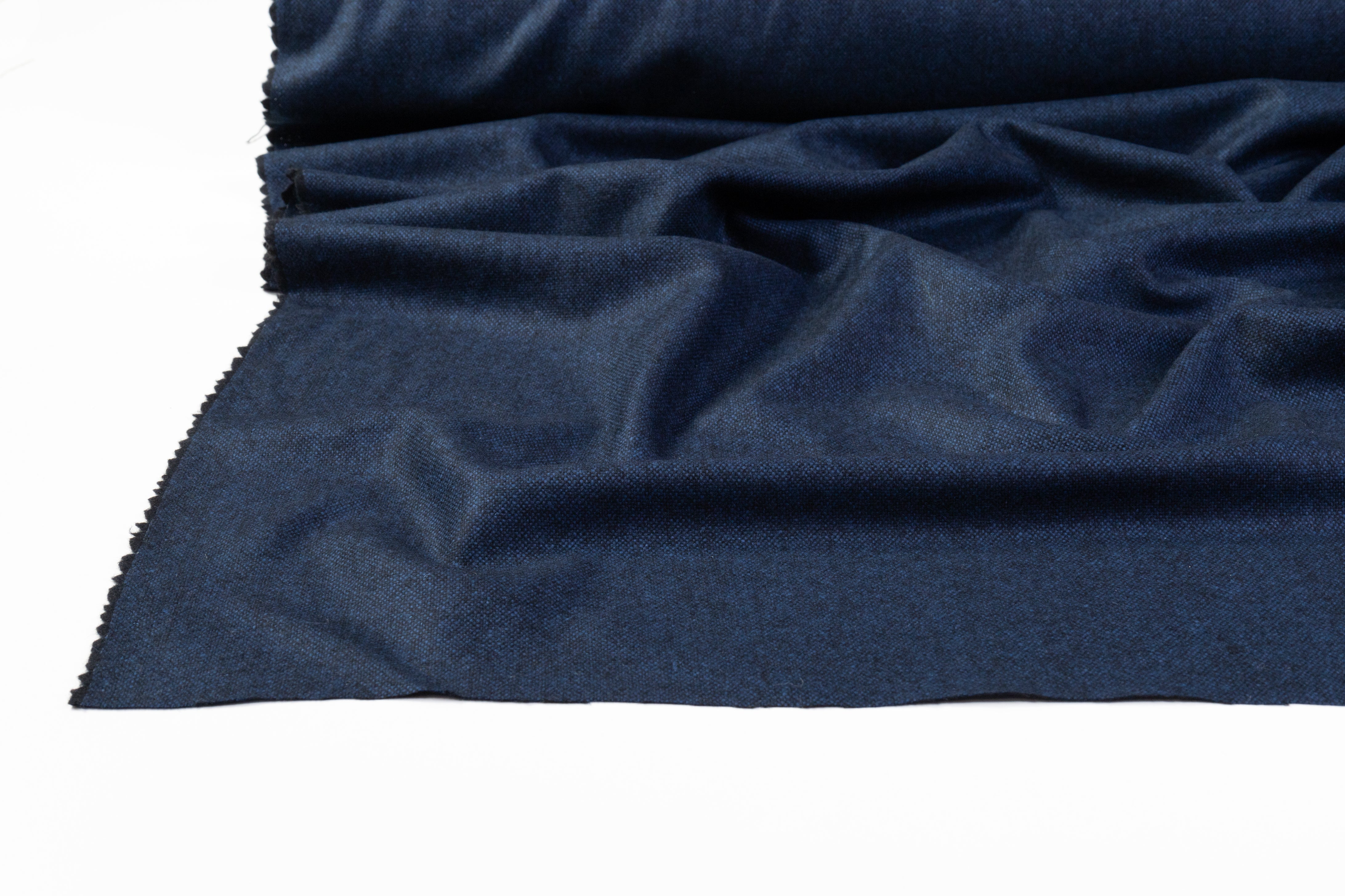 Two Tone Italian Wool Tweed - Navy / Black