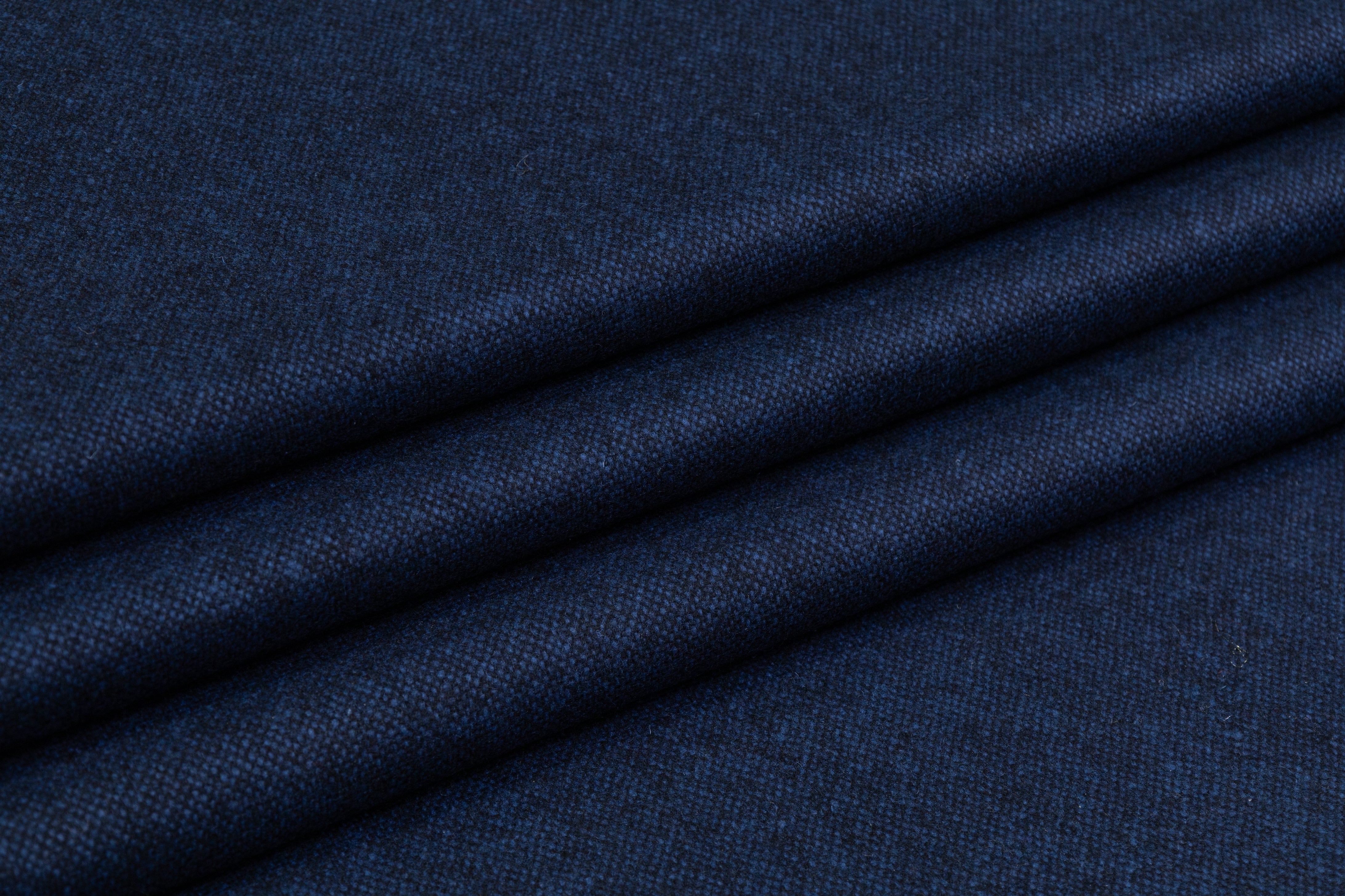 Two Tone Italian Wool Tweed - Navy / Black