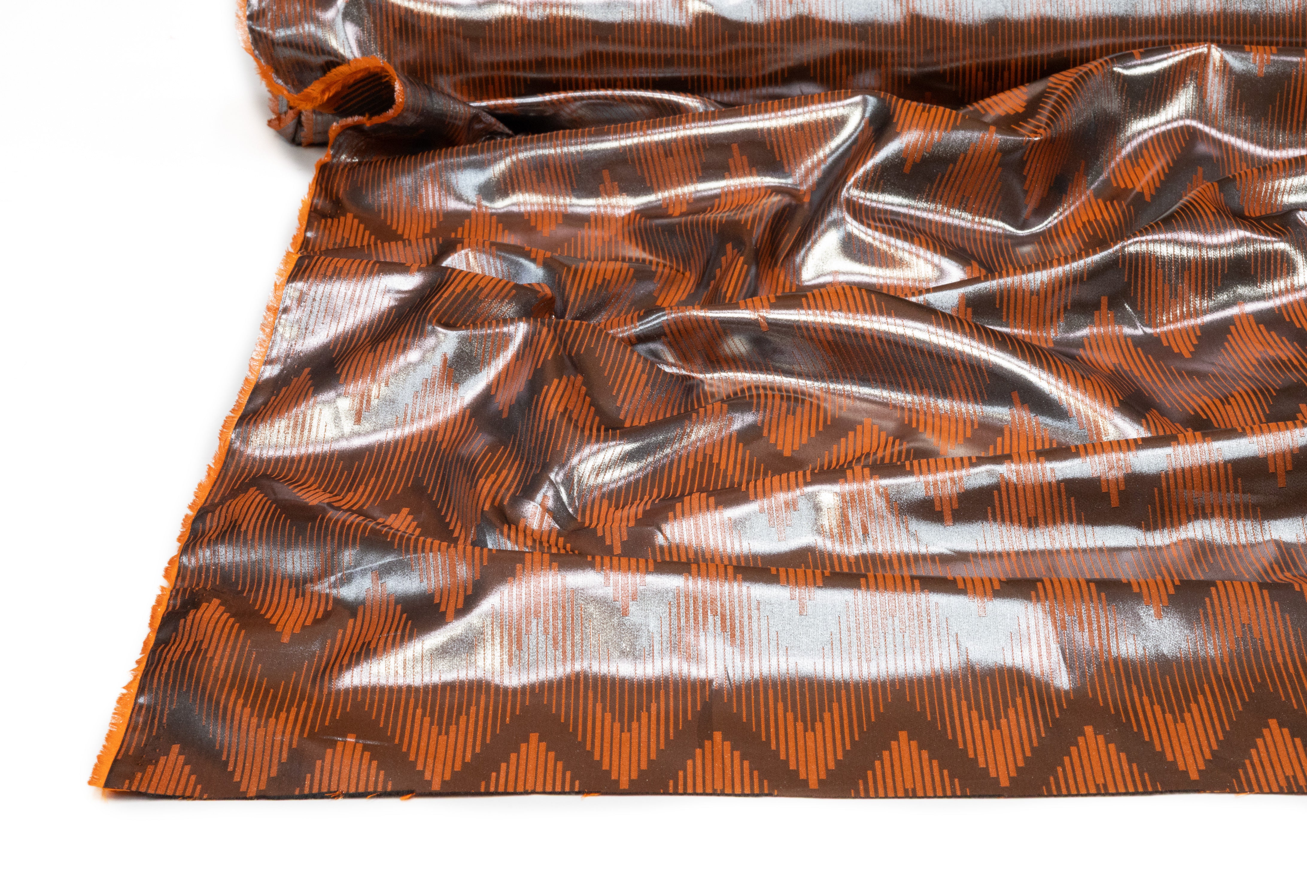 Laminated Italian Chevron Jacquard - Burnt Orange