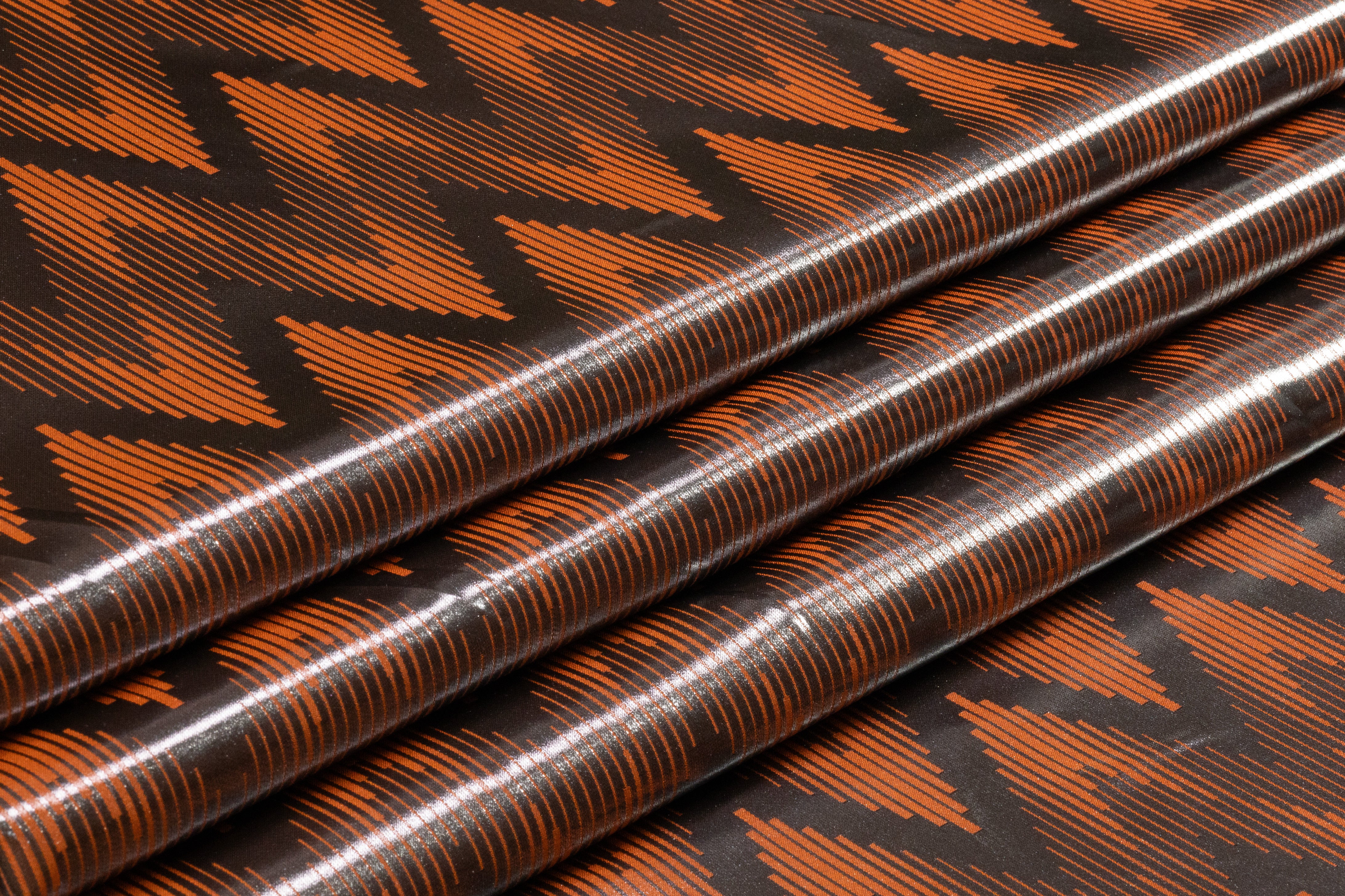 Laminated Italian Chevron Jacquard - Burnt Orange
