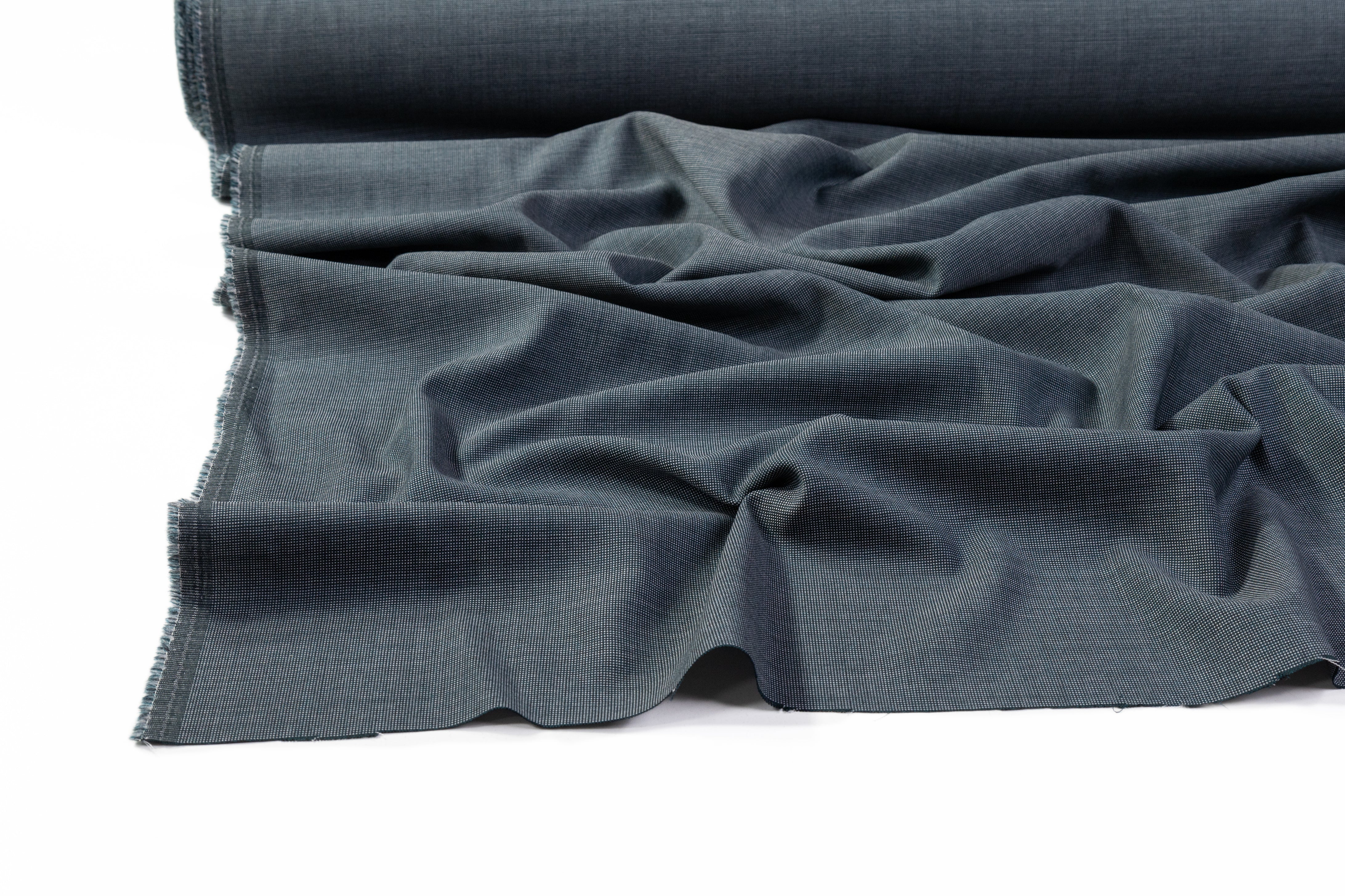 Guabello - Pin Dot Italian Wool Suiting - Green / White