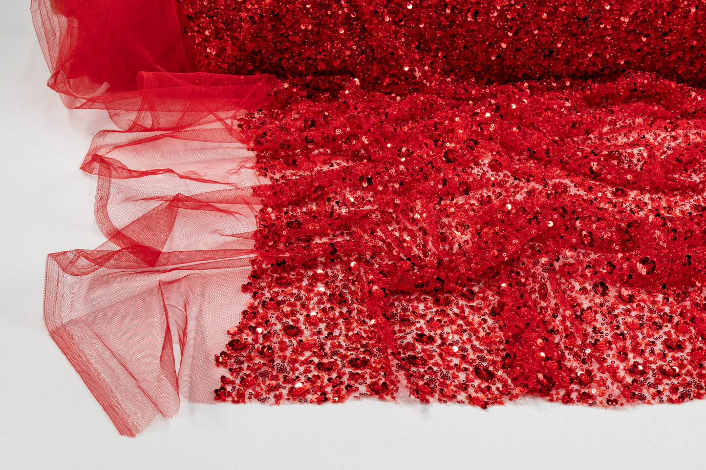 Beaded and Sequined Tulle - Red