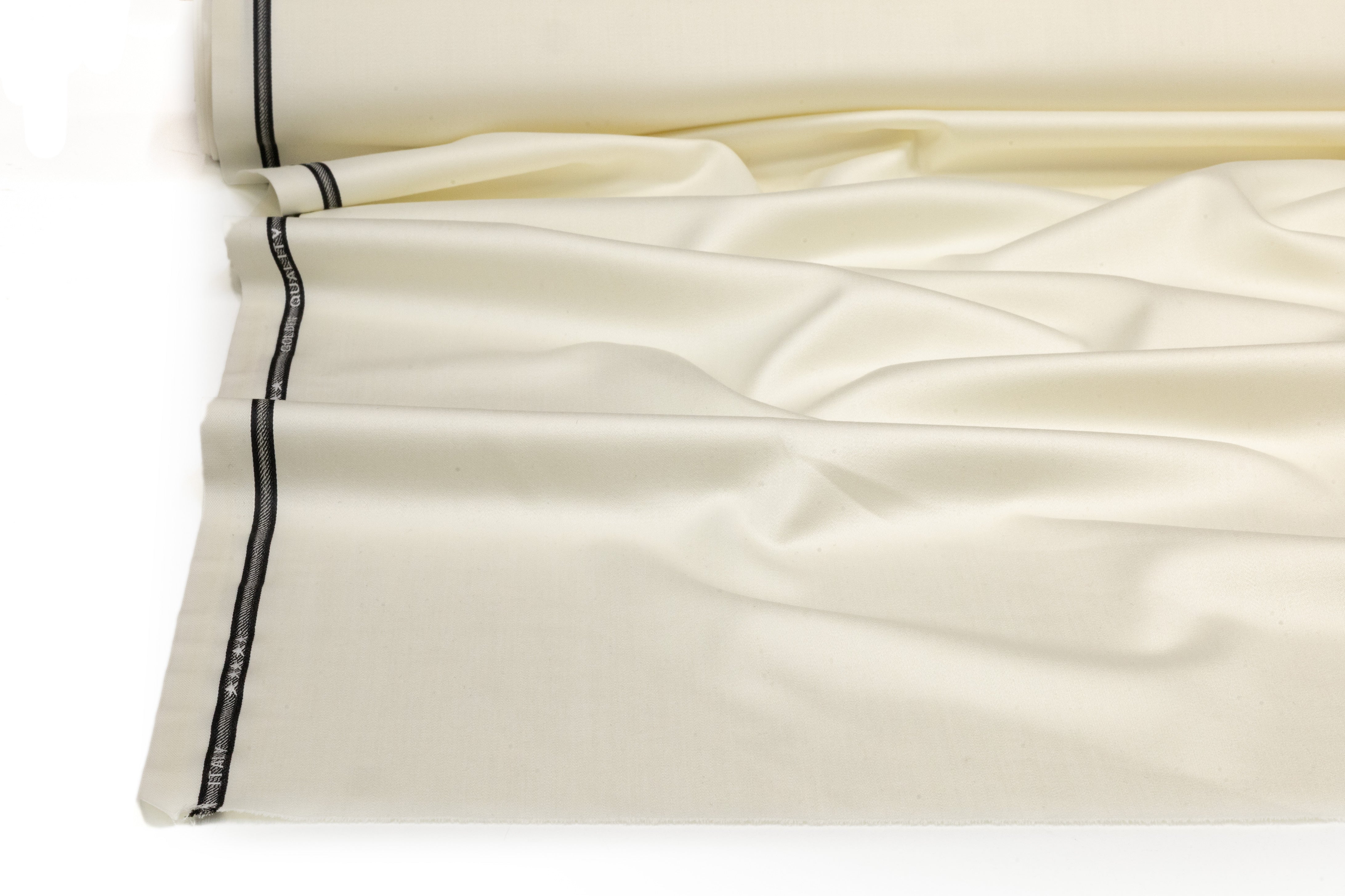 Super 120s Italian Satin Faille Wool Suiting - Ivory
