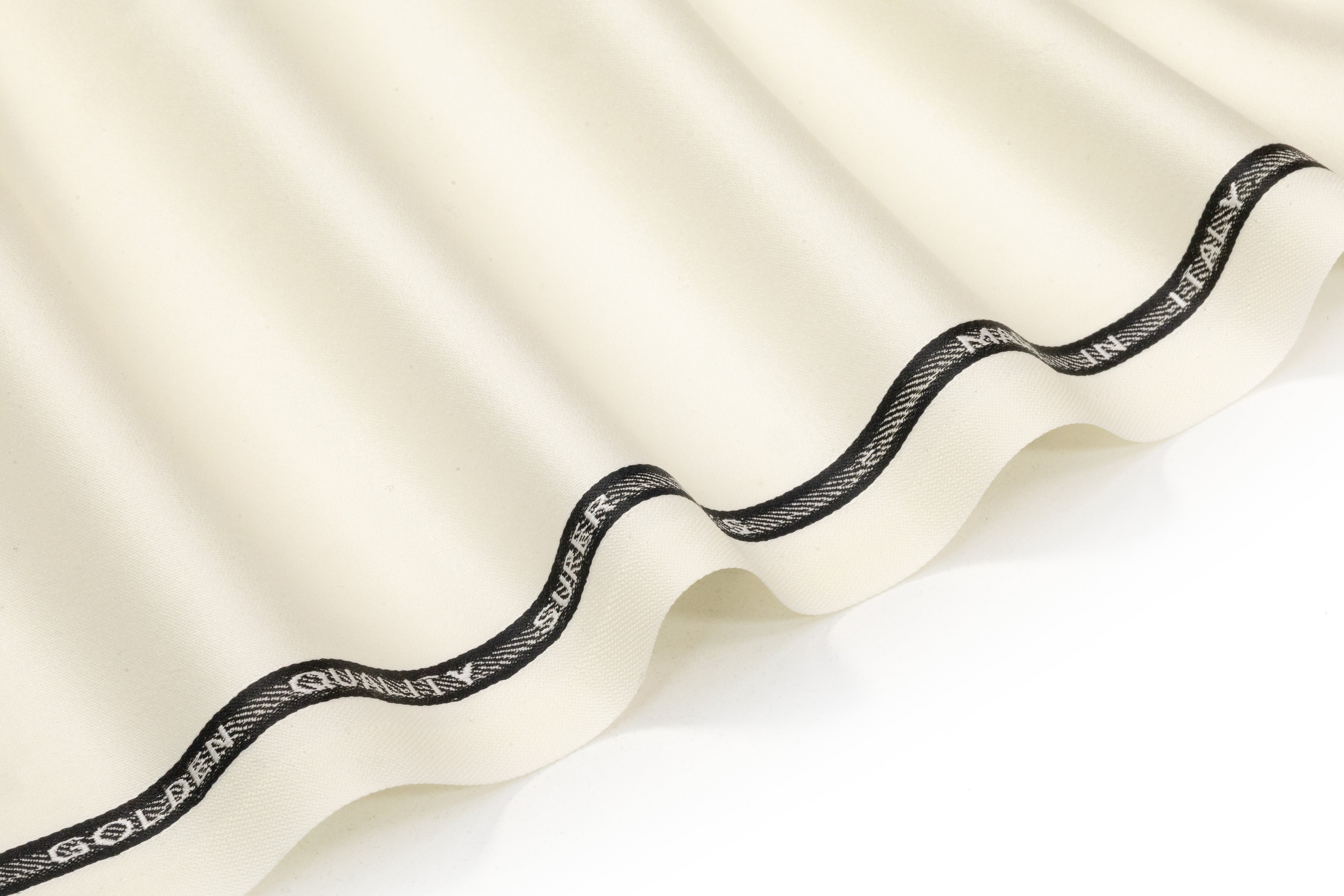 Super 120s Italian Satin Faille Wool Suiting - Ivory
