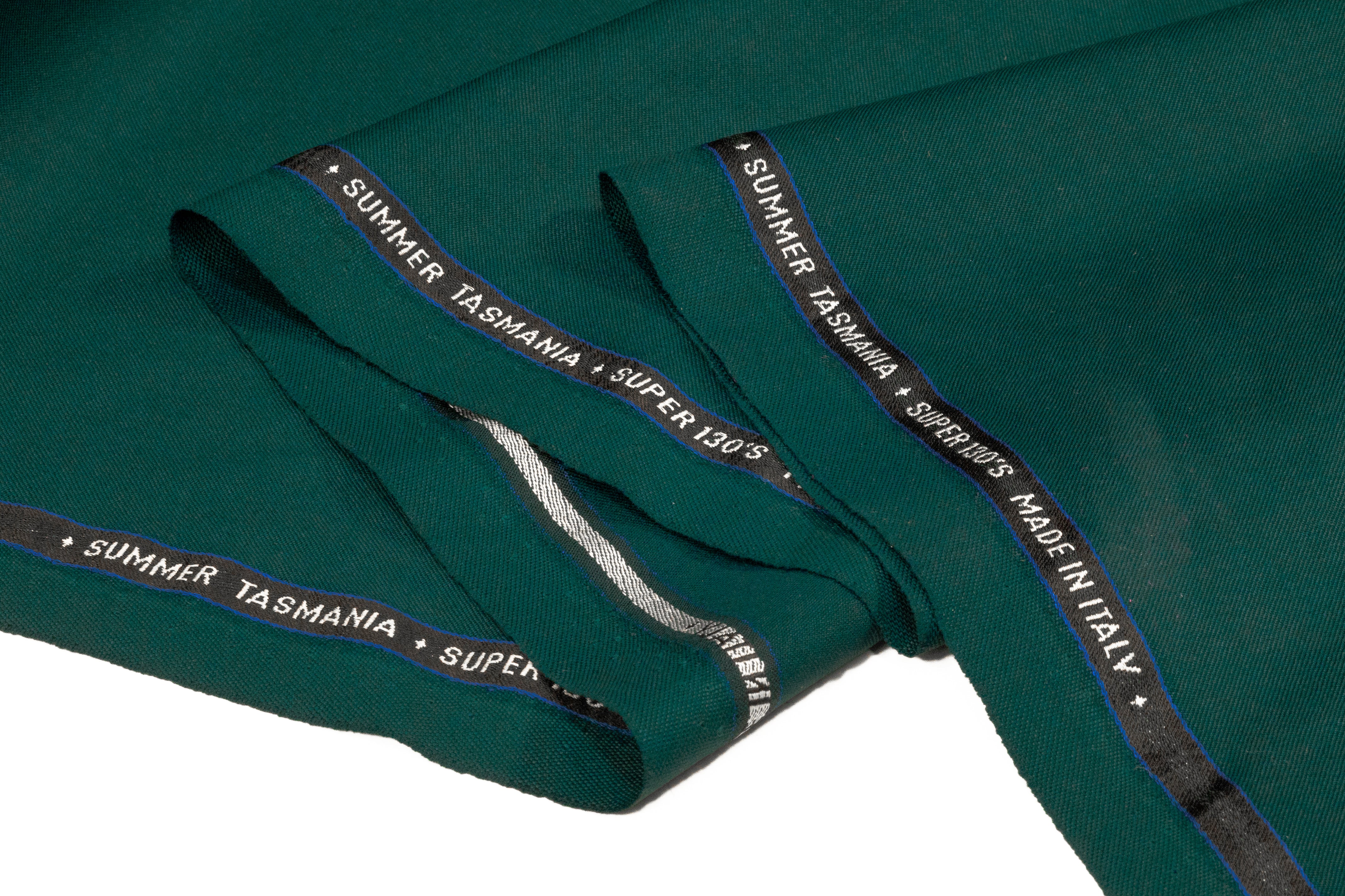 Summer Tasmania Super 130s Italian Wool Suiting - Teal Green
