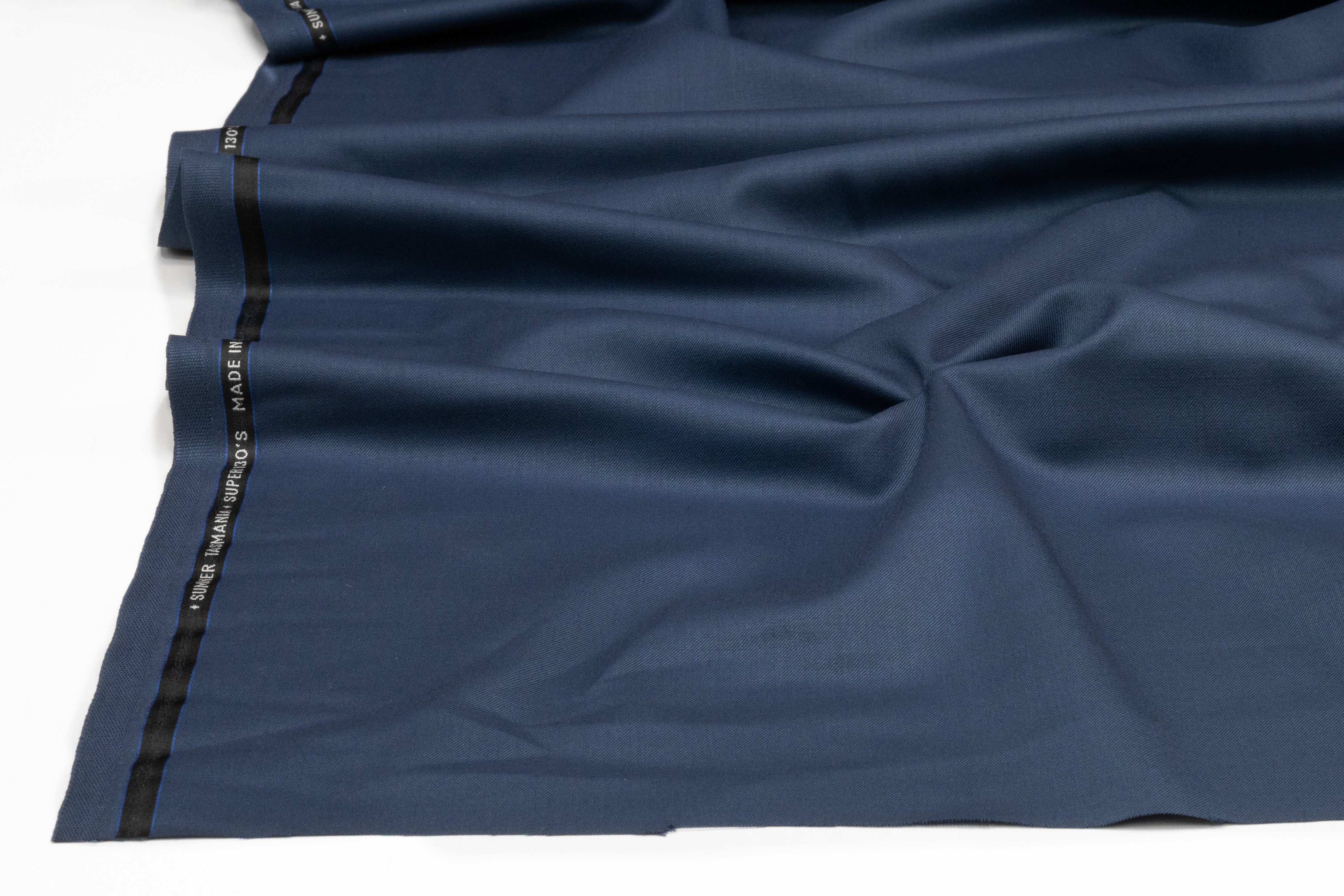 Summer Tasmania Super 130s Italian Wool Suiting - Denim Blue