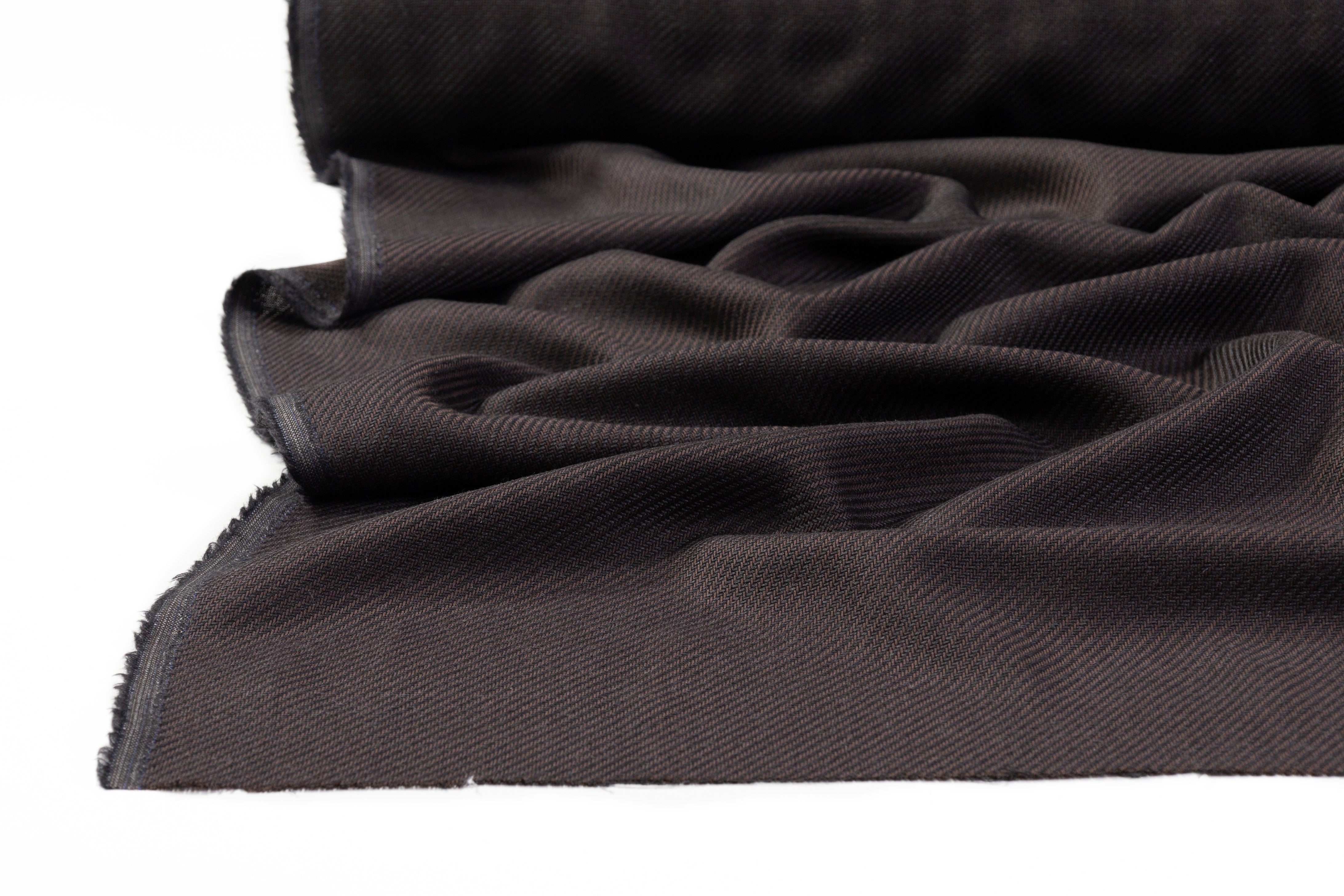 Angelico - Two Tone Italian Wool Twill - Brown / Charcoal