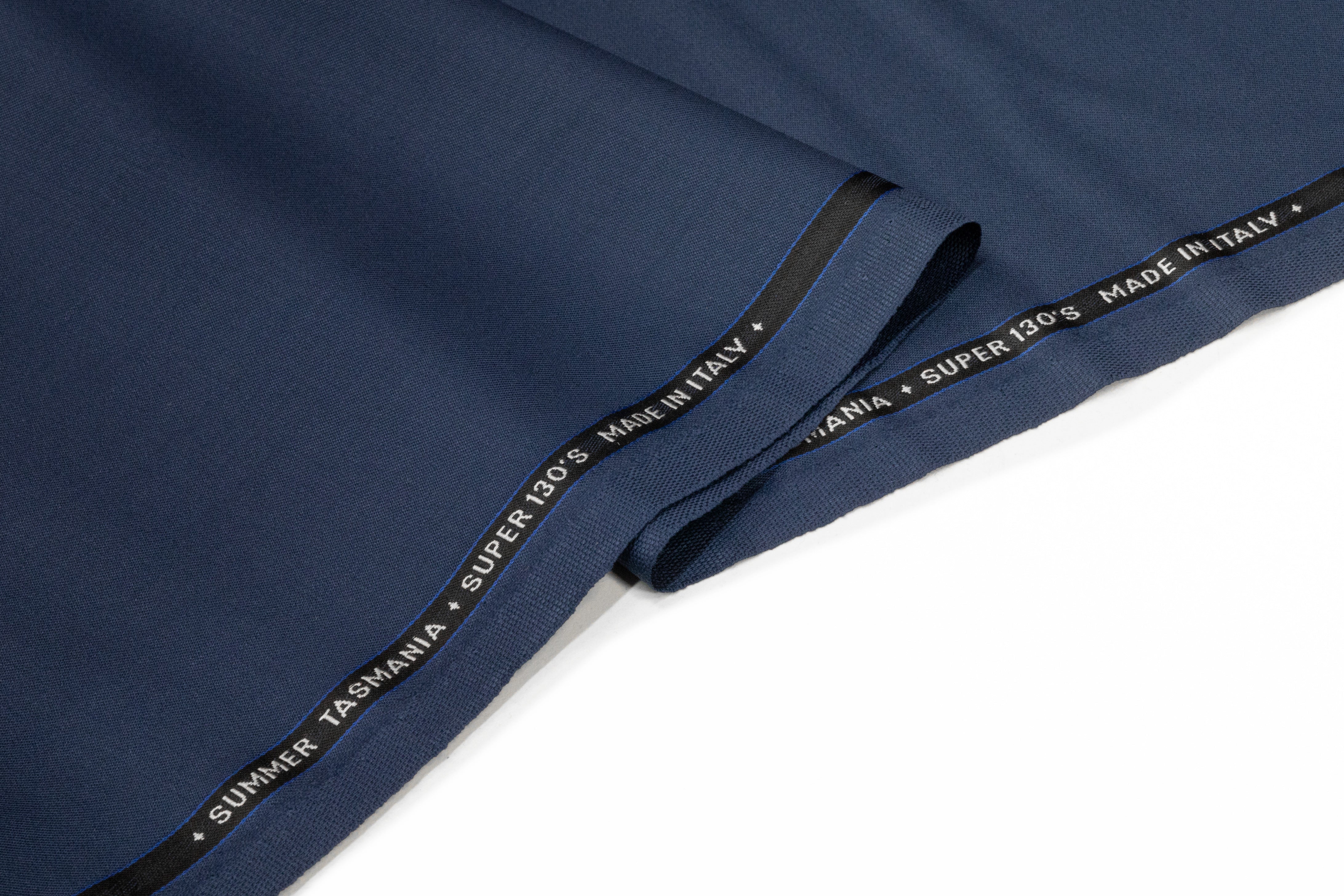 Summer Tasmania Super 130s Italian Wool Suiting - Denim Blue