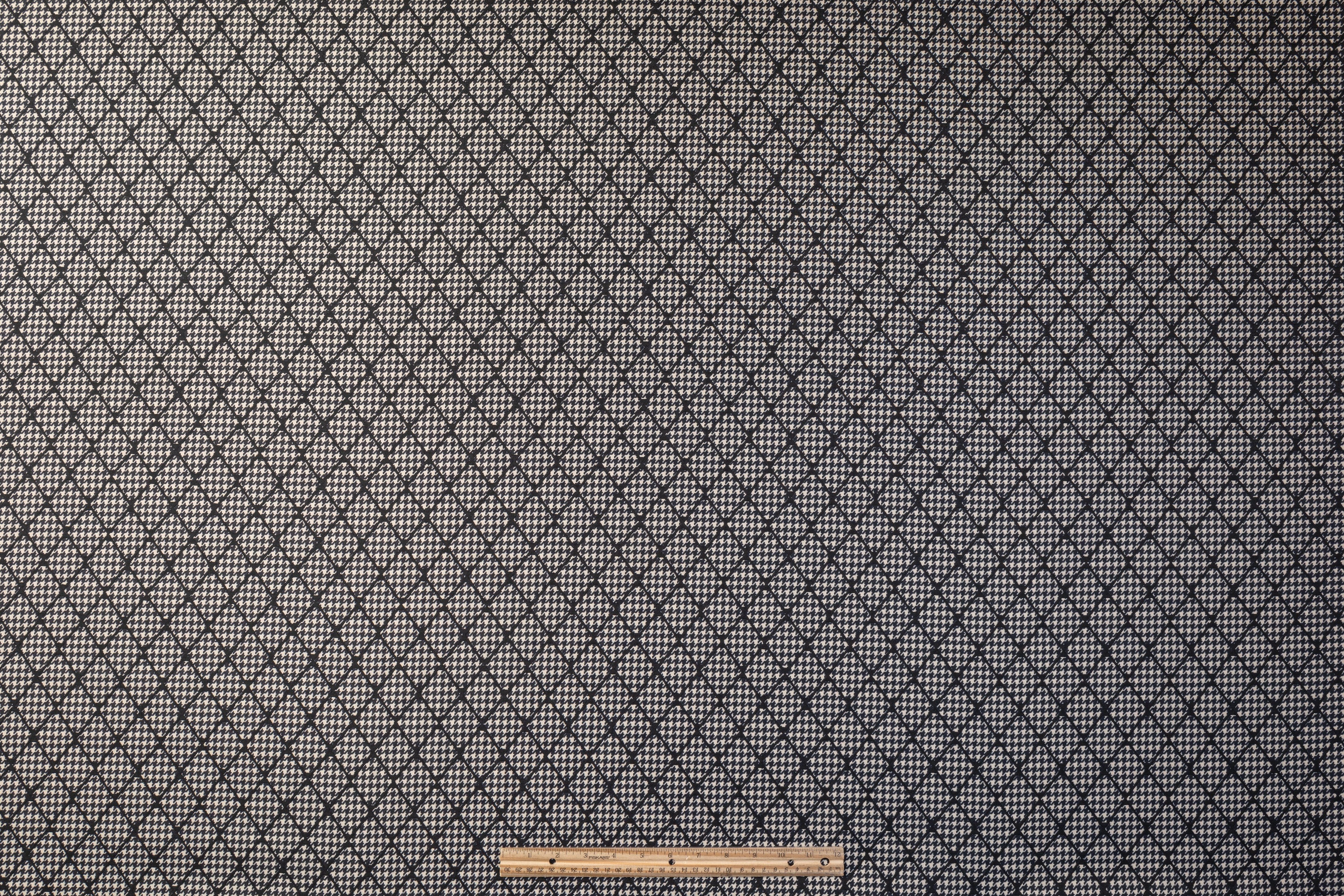 Double Faced Quilted Brocade - Black / Off White