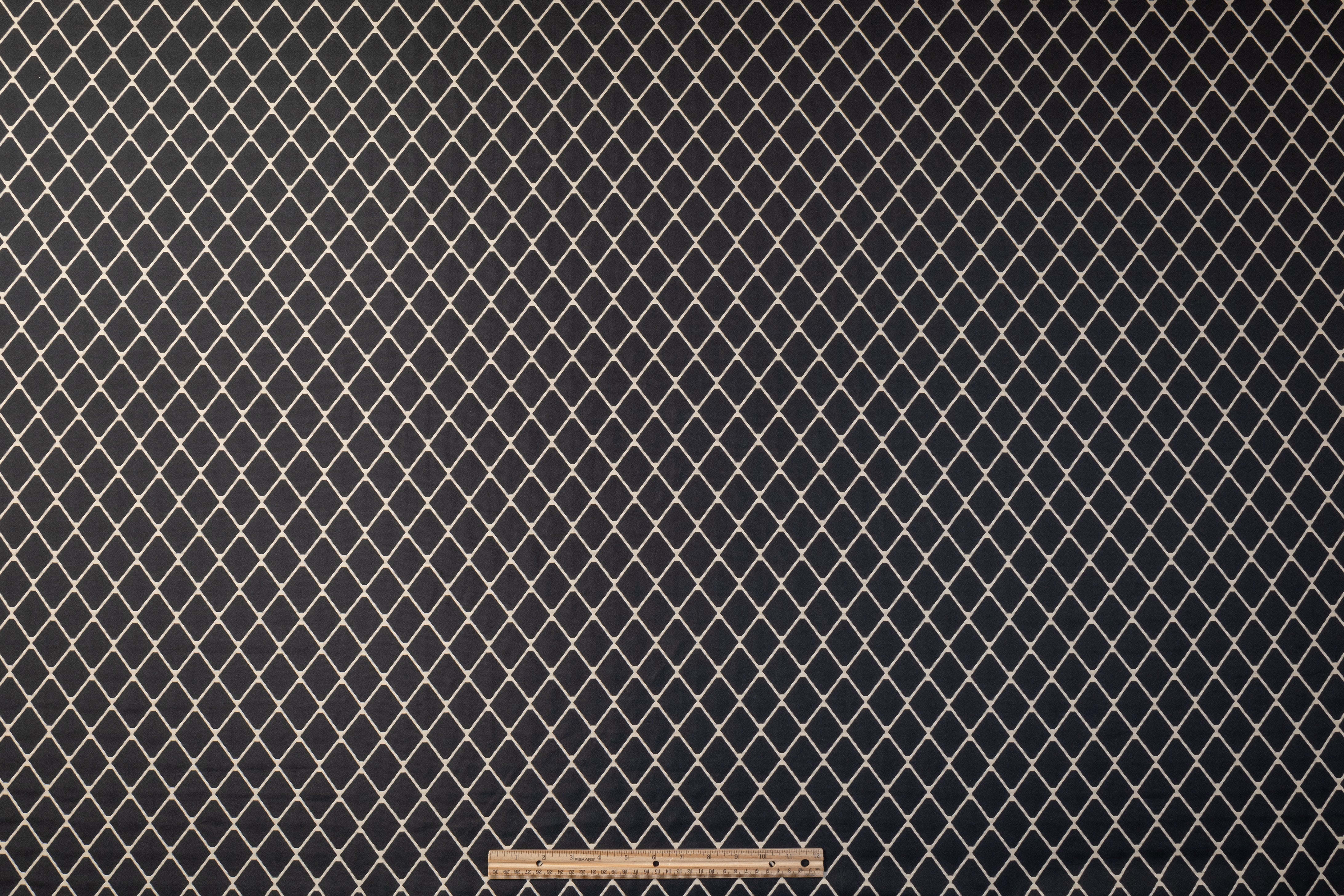 Double Faced Quilted Brocade - Black / Off White