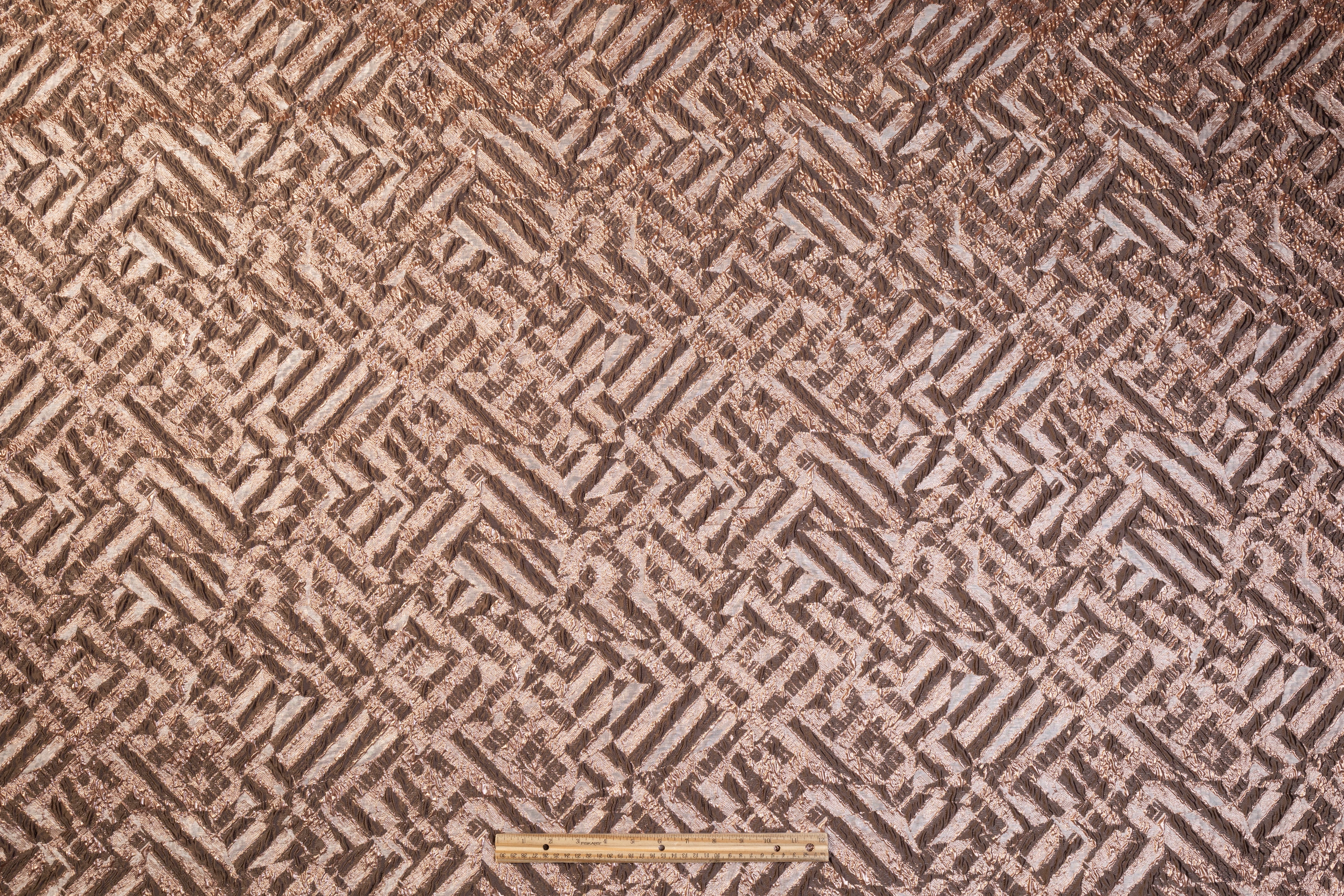 Crushed Metallic Brocade - Rose Gold / Brown