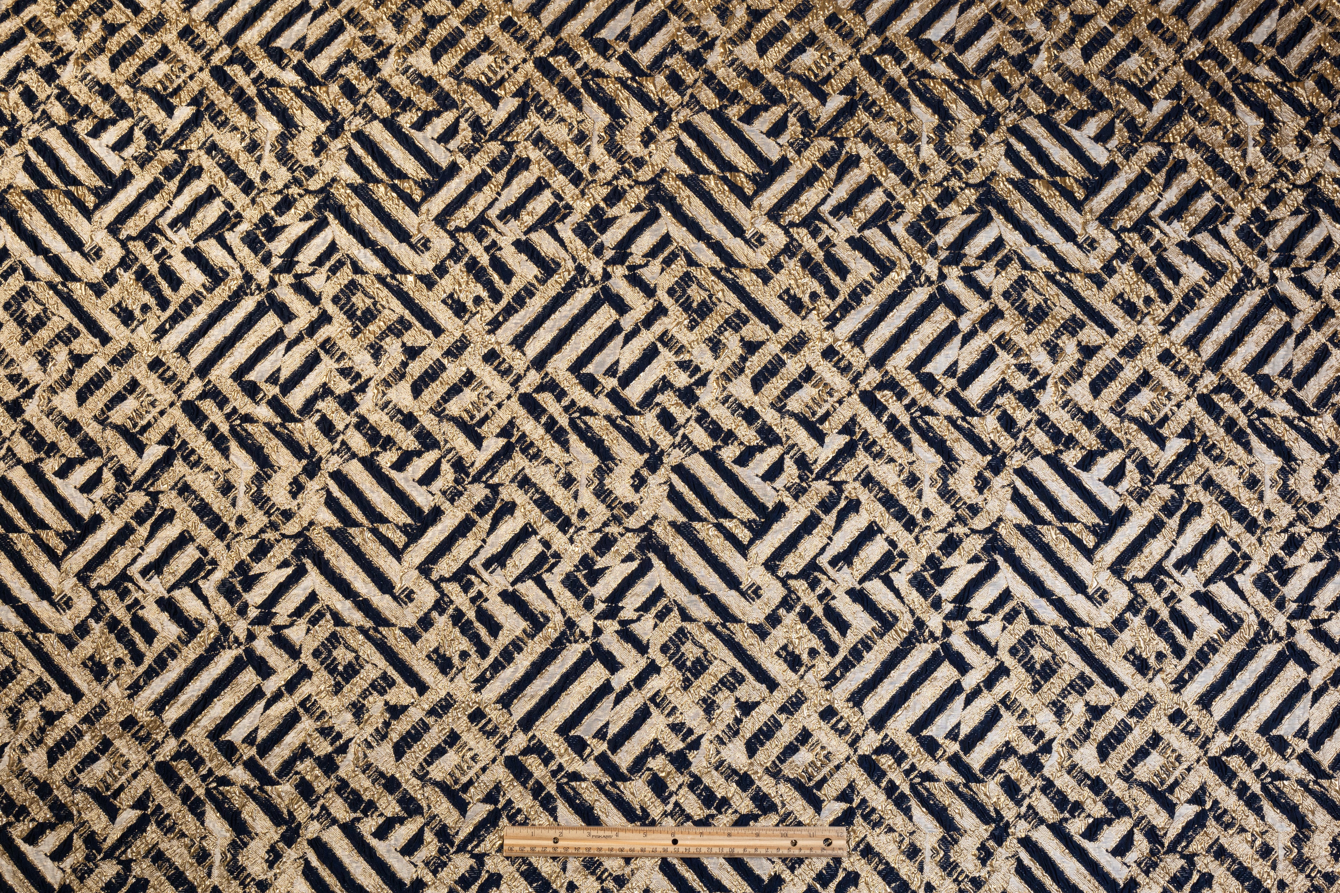 Crushed Metallic Brocade - Navy / Gold