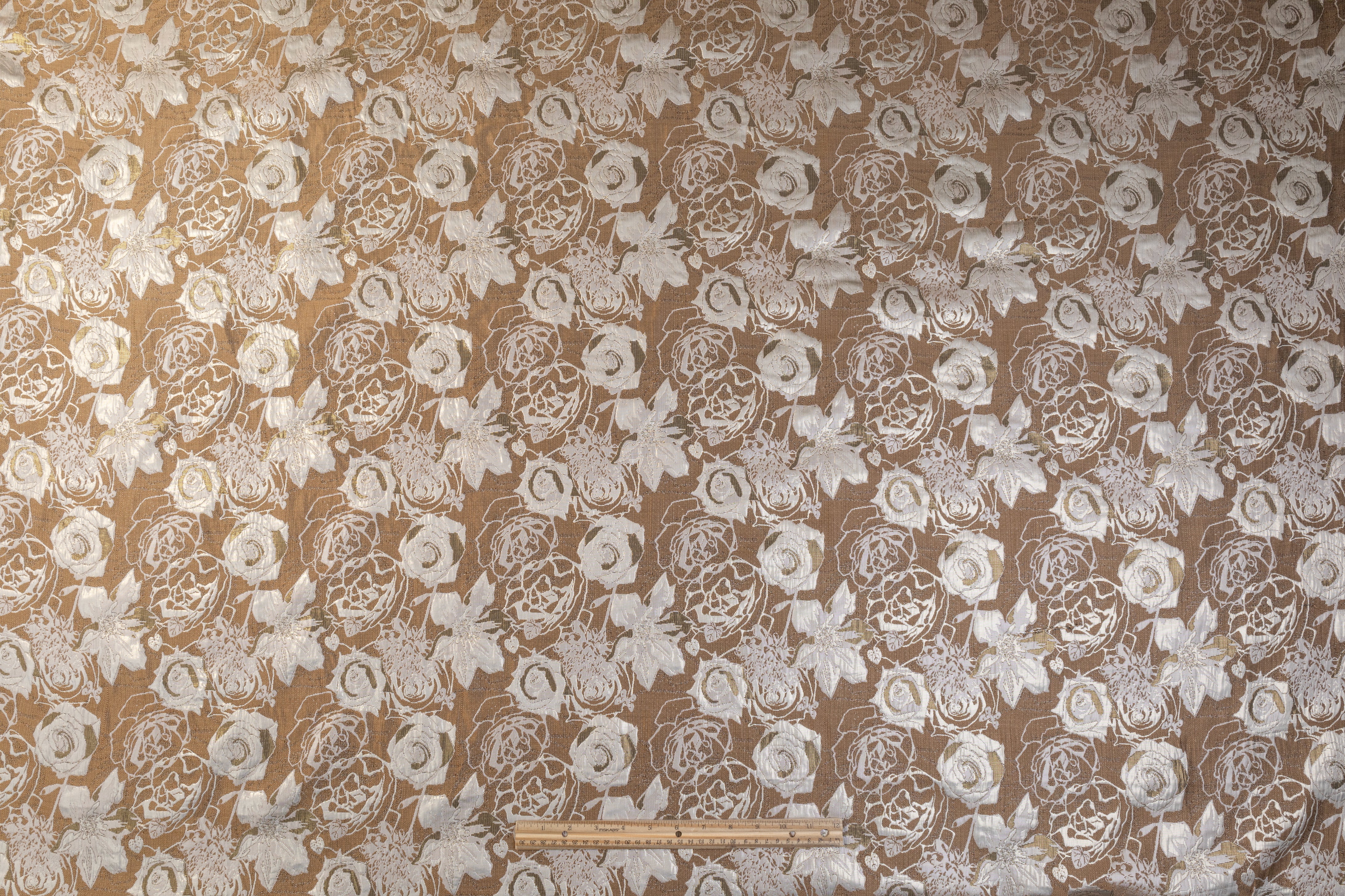 Floral Metallic Brocade - Tan / Taupe