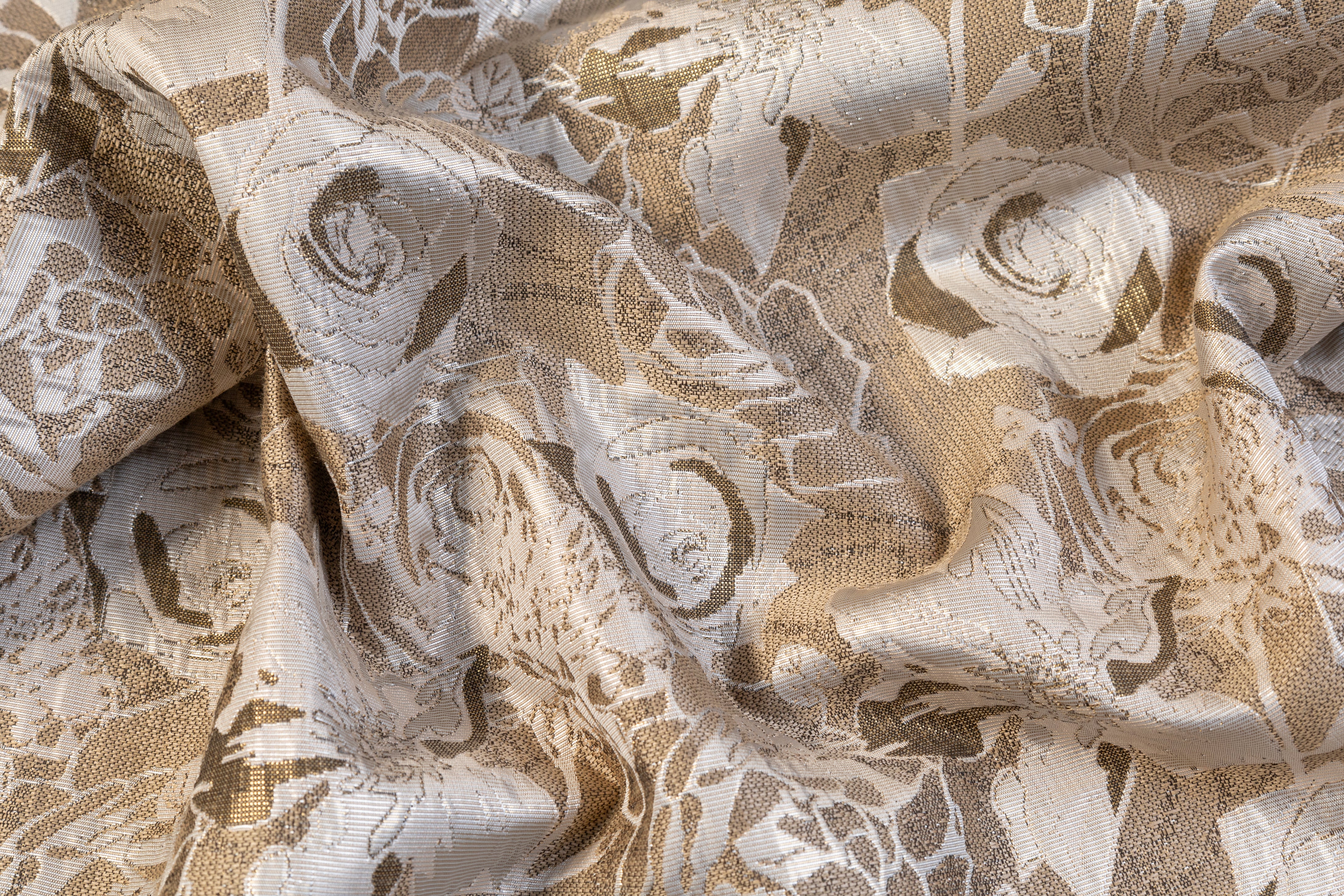 Floral Metallic Brocade - Taupe / Khaki