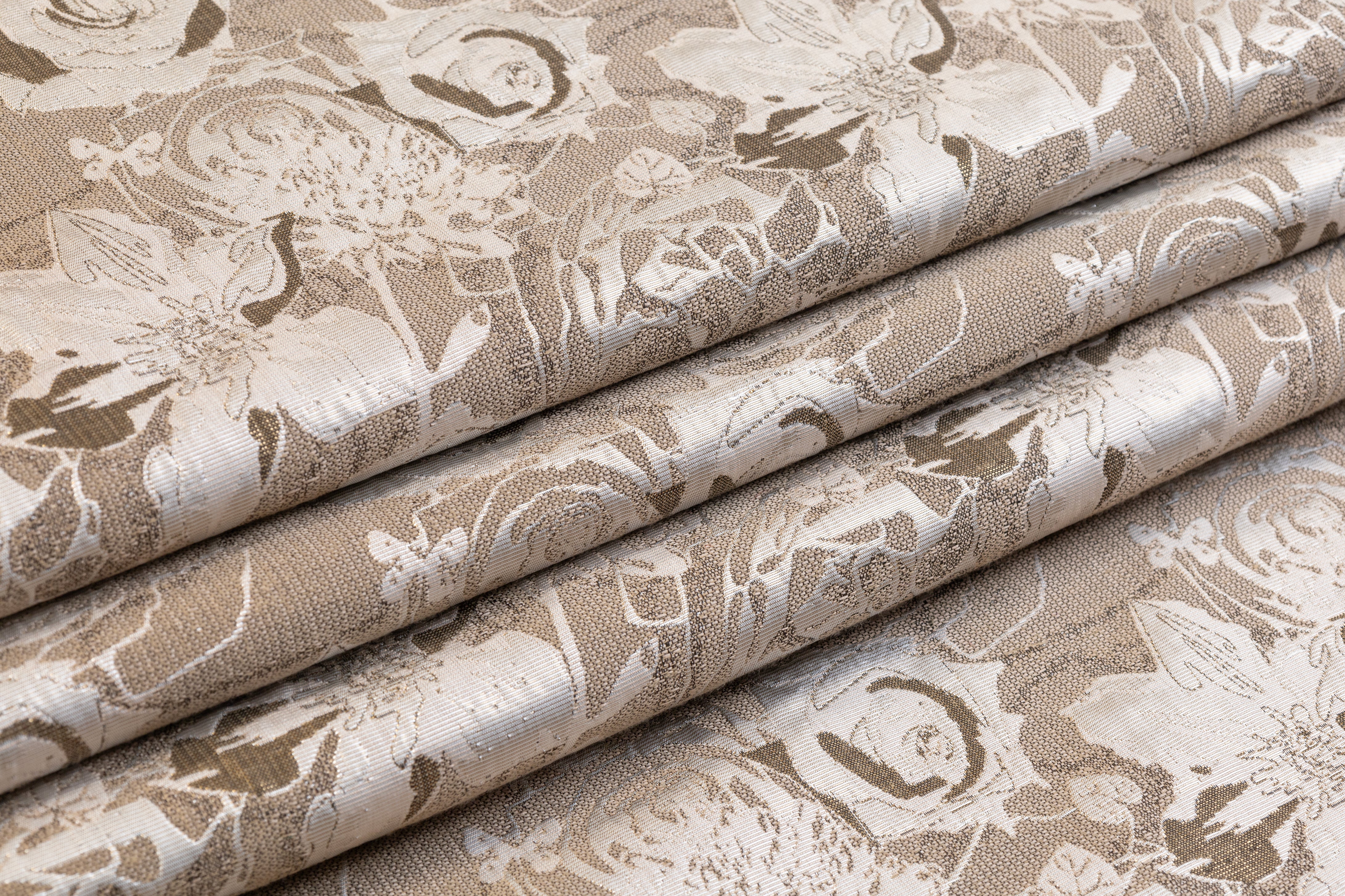 Floral Metallic Brocade - Taupe / Khaki