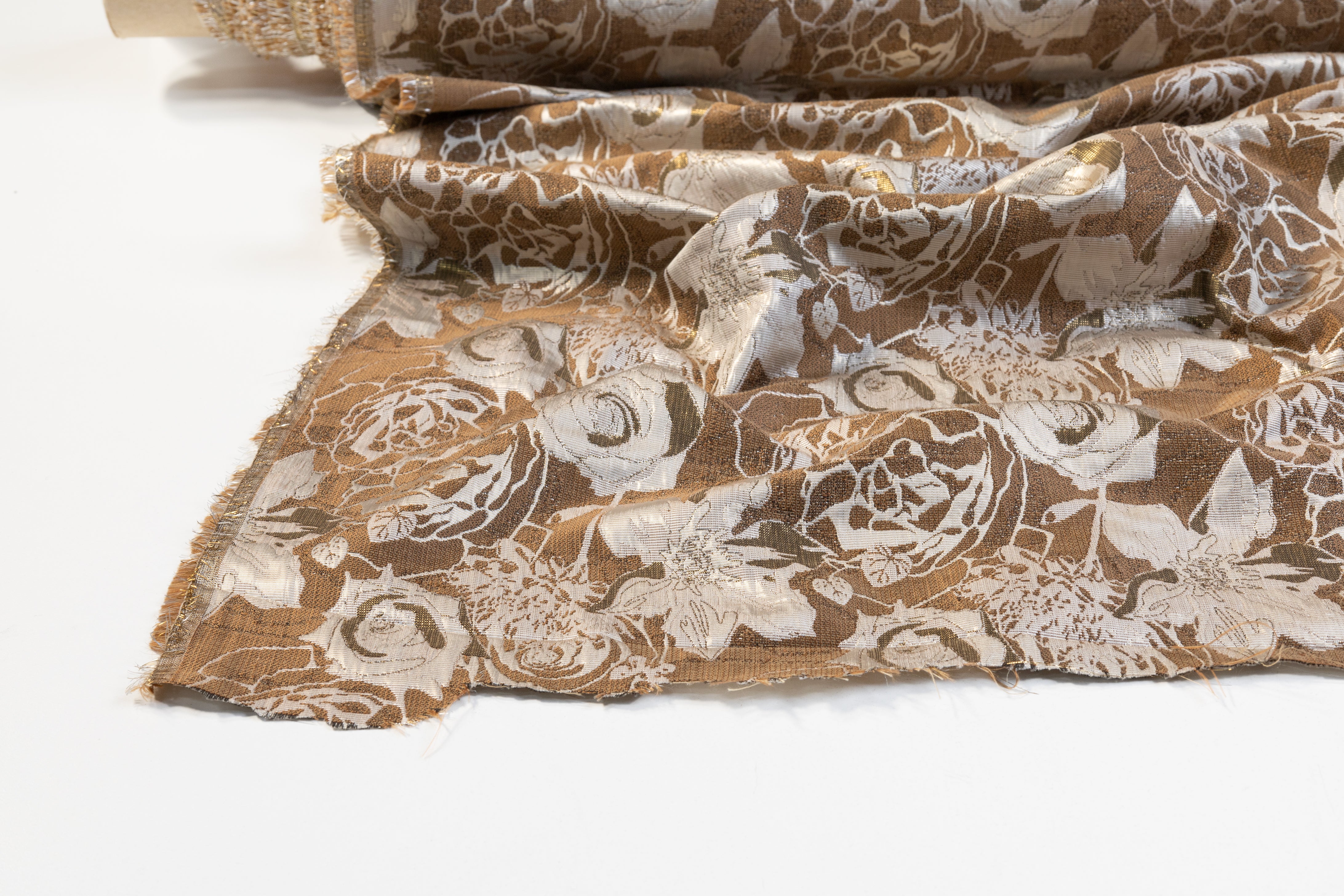 Floral Metallic Brocade - Tan / Taupe