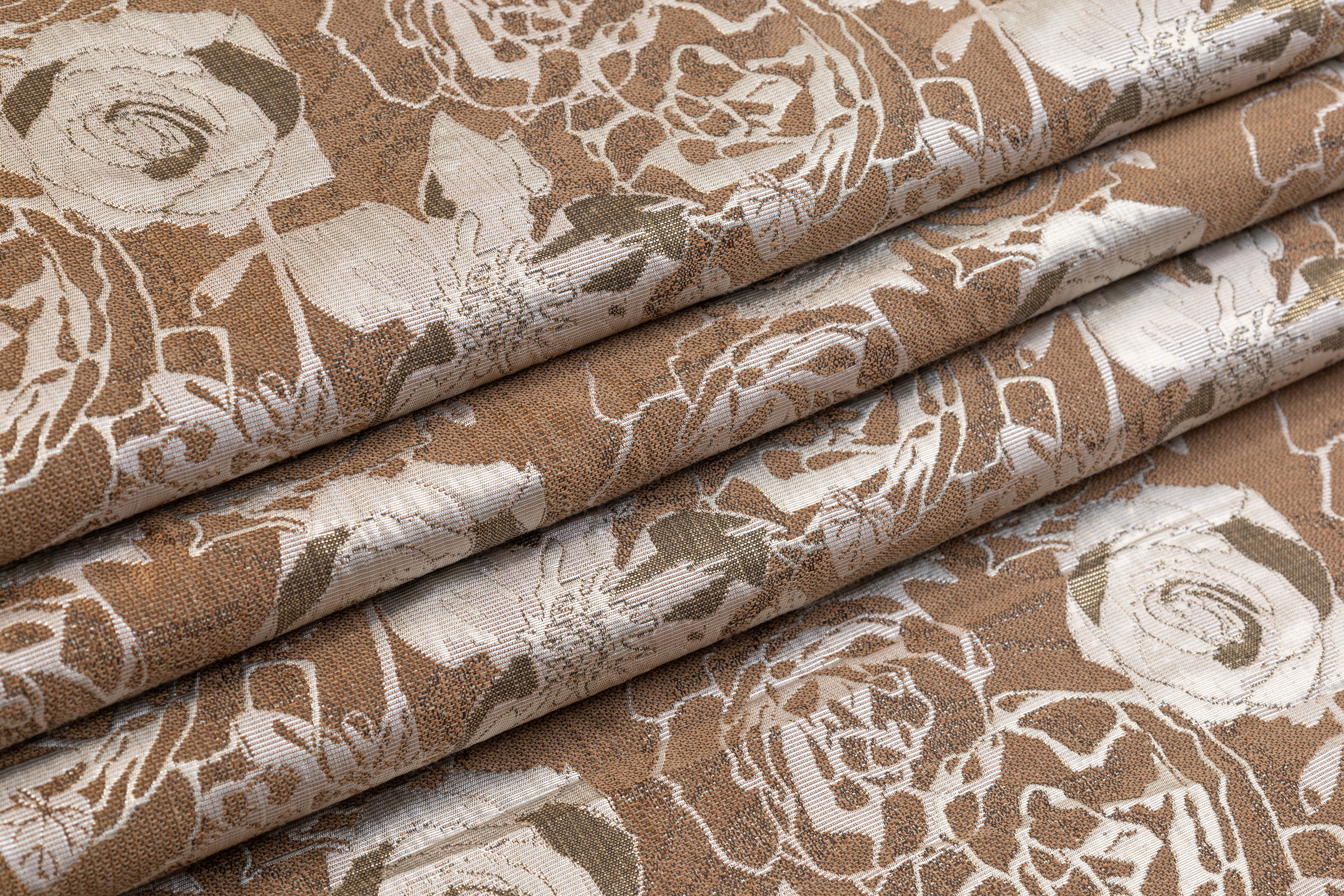 Floral Metallic Brocade - Tan / Taupe