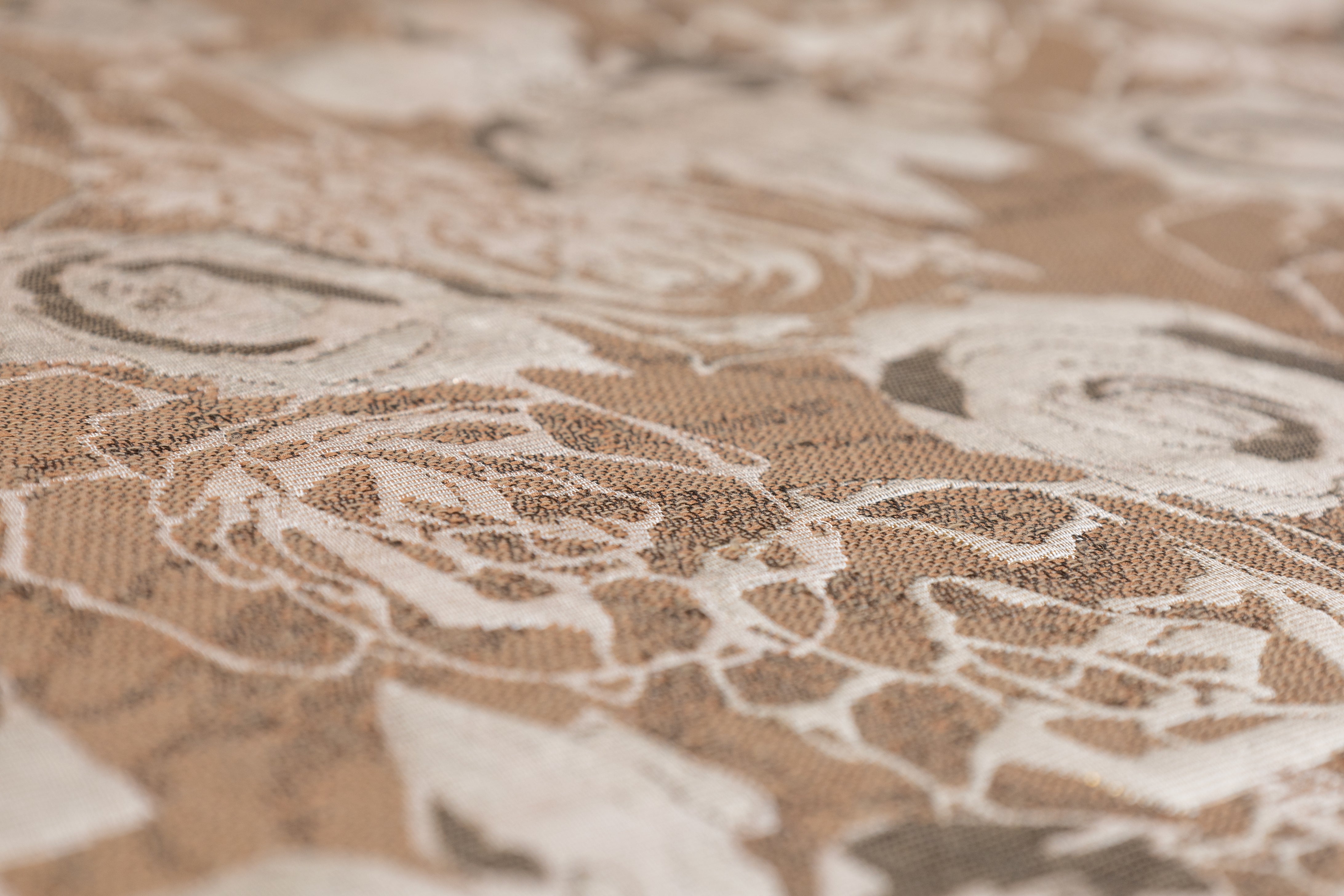 Floral Metallic Brocade - Tan / Taupe