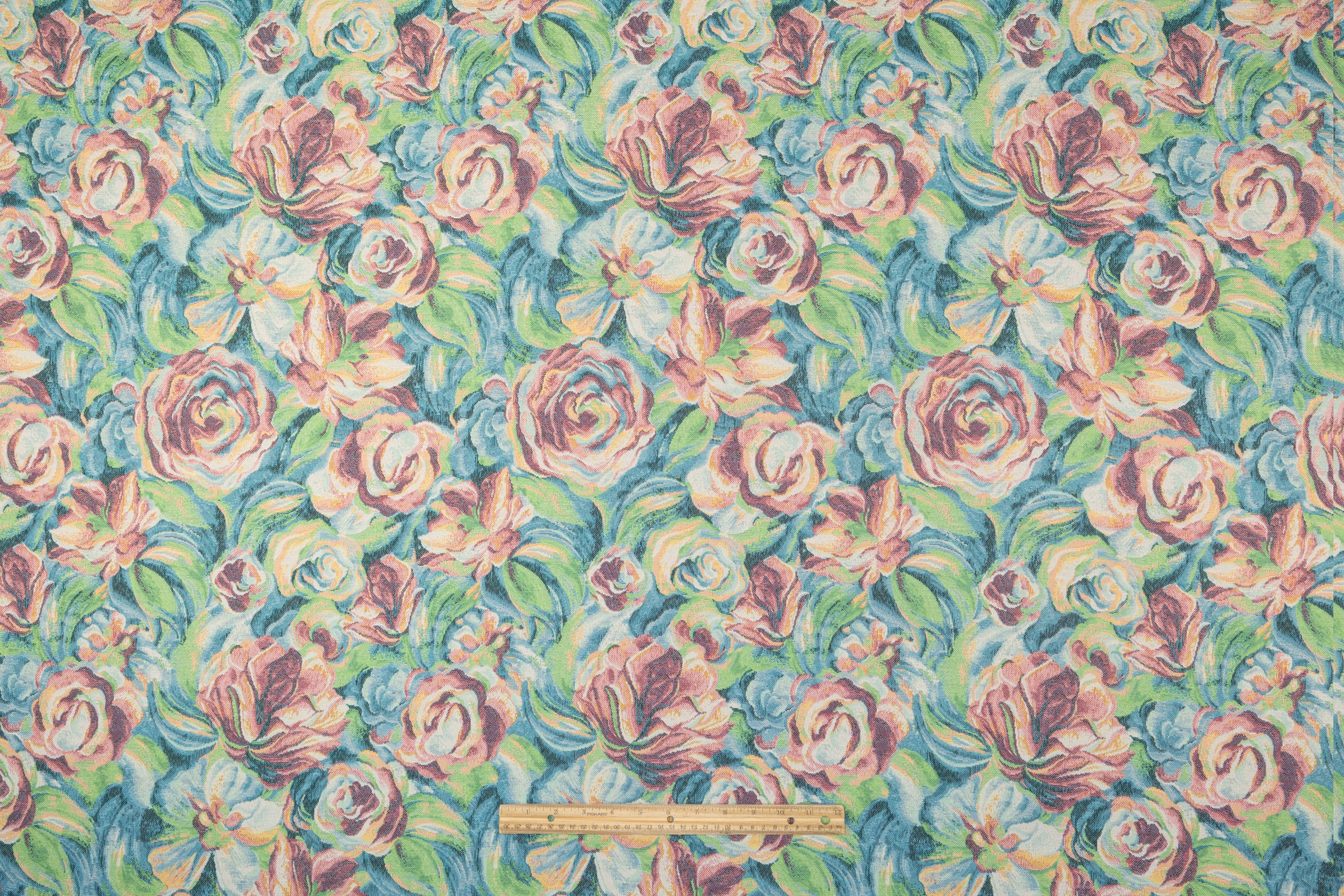 Floral Italian Tapestry Style Brocade - Blue / Green / Pink