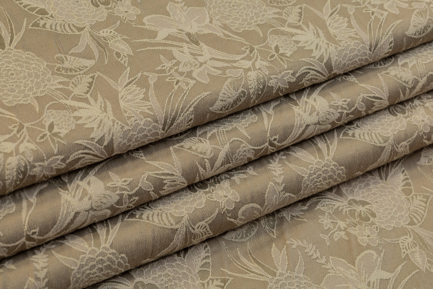 Floral Italian Cotton Viscose Brocade - Khaki