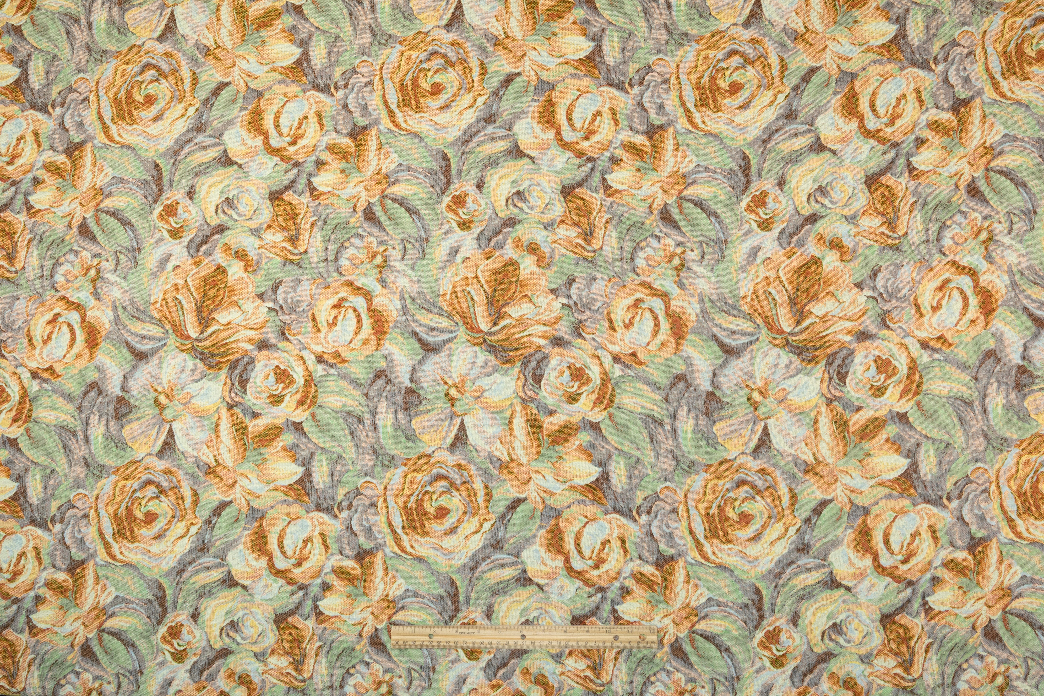 Floral Italian Tapestry Style Brocade - Gold / Green