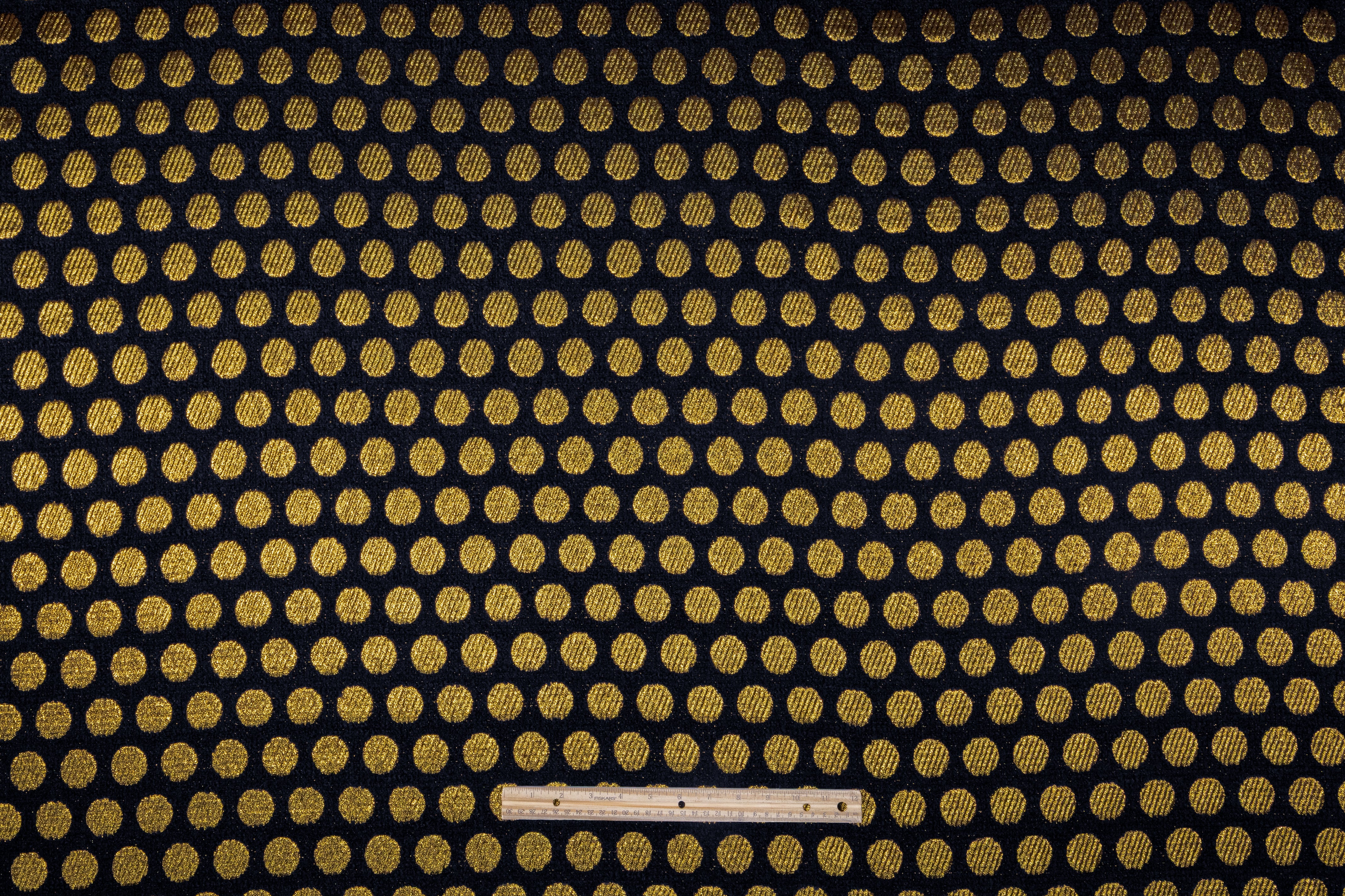 Polka Dot Metallic Italian Chenille Boucle Brocade - Navy / Gold