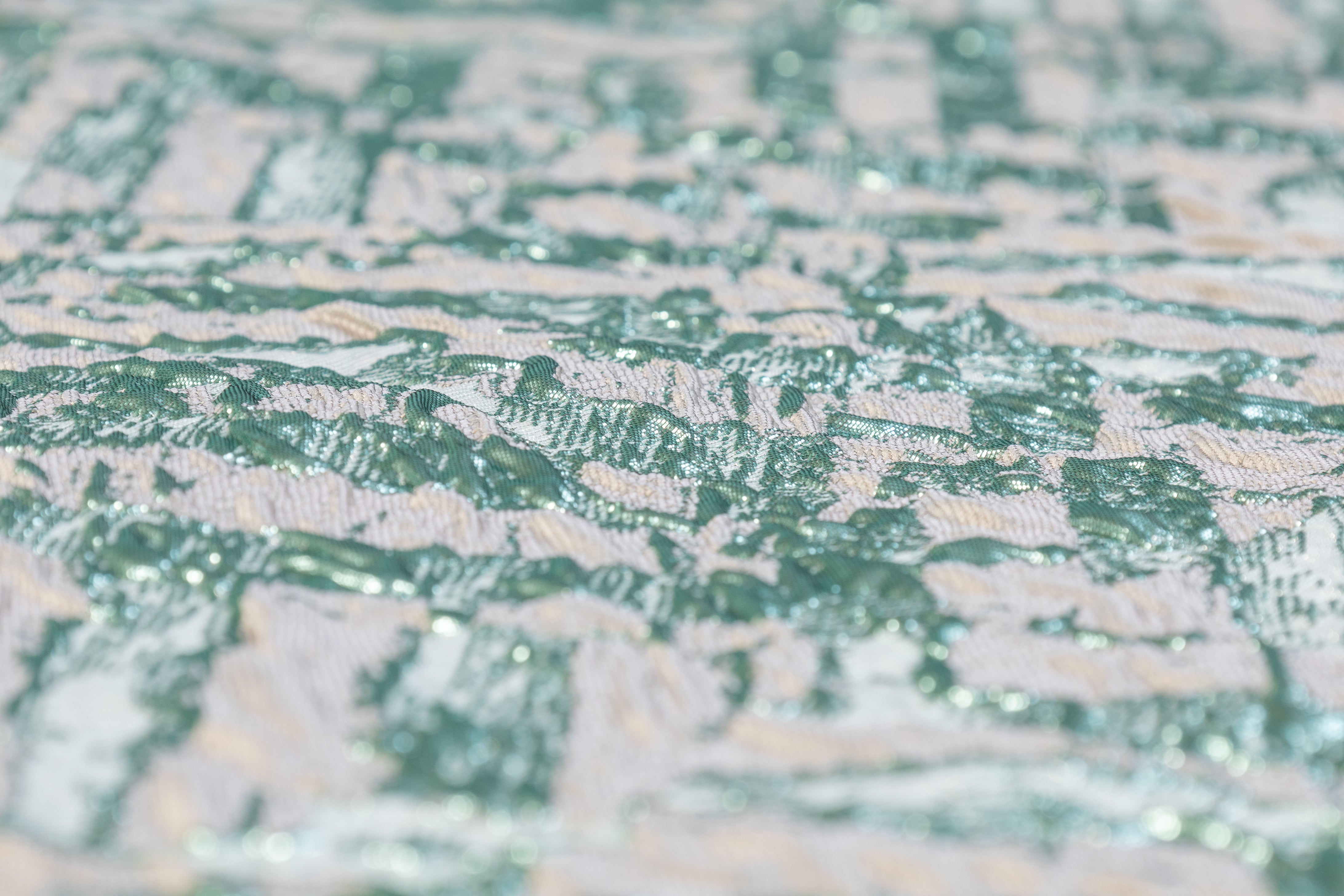 Crushed Metallic Brocade - Green / Gray