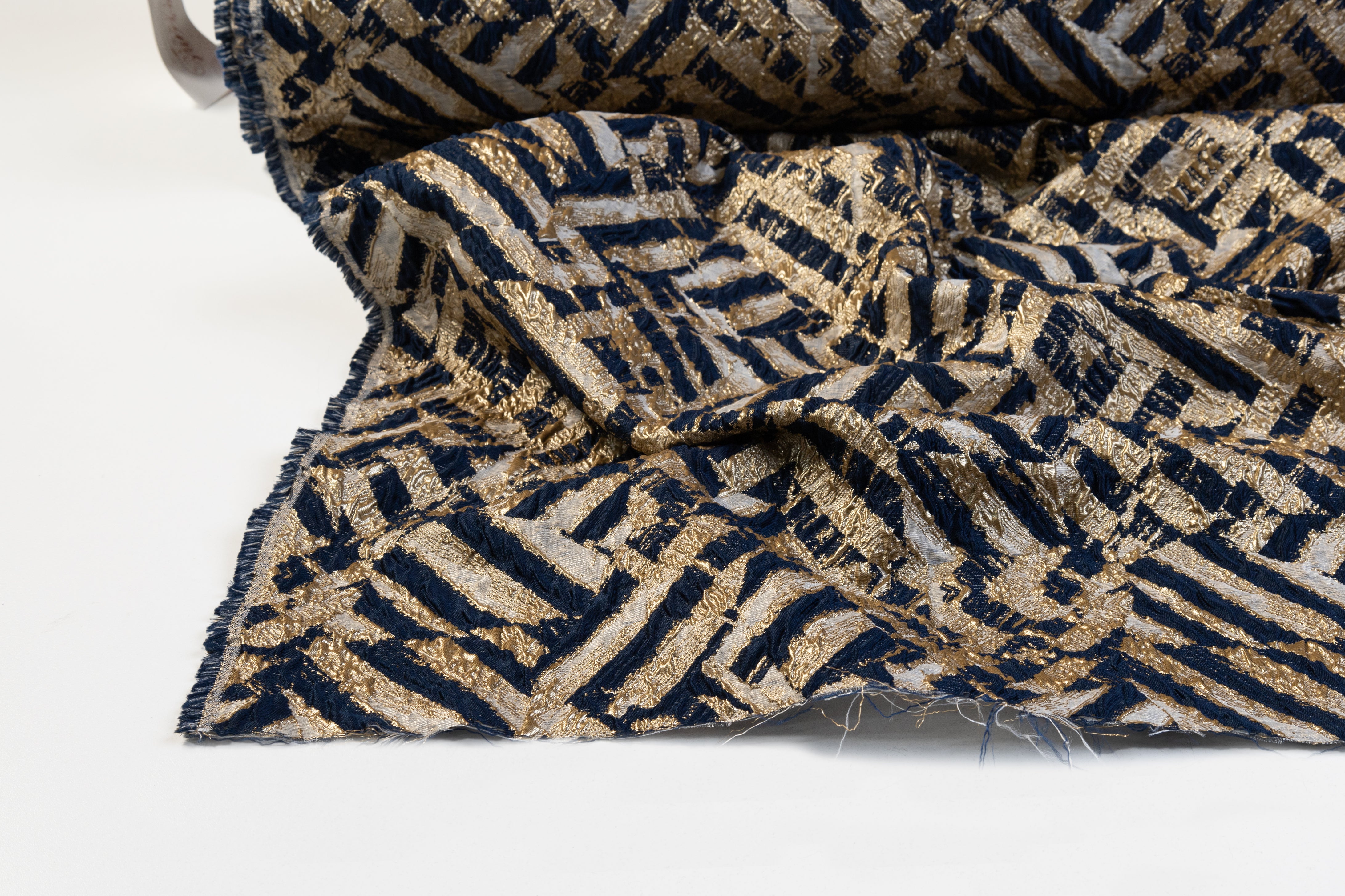 Crushed Metallic Brocade - Navy / Gold