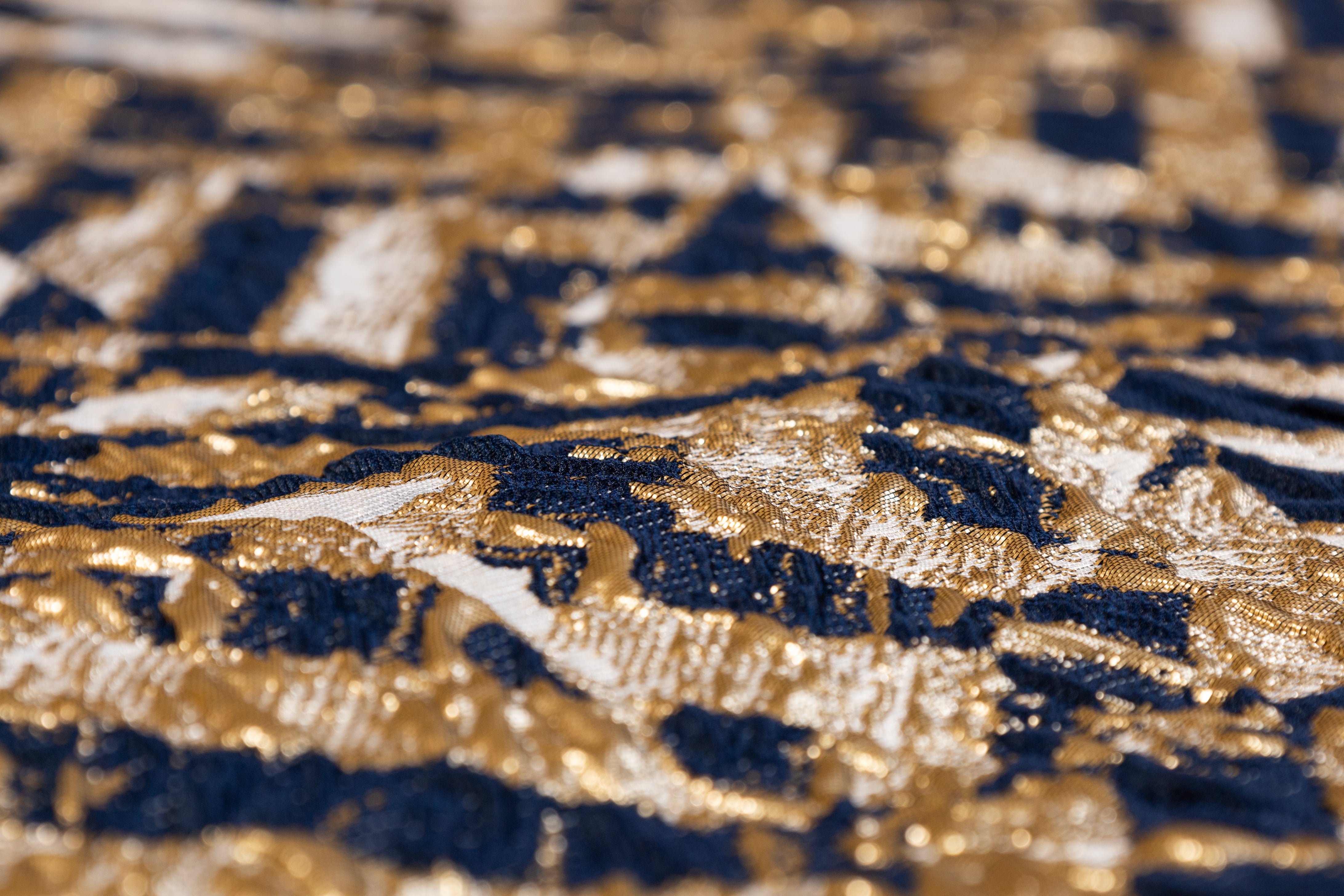 Crushed Metallic Brocade - Navy / Gold