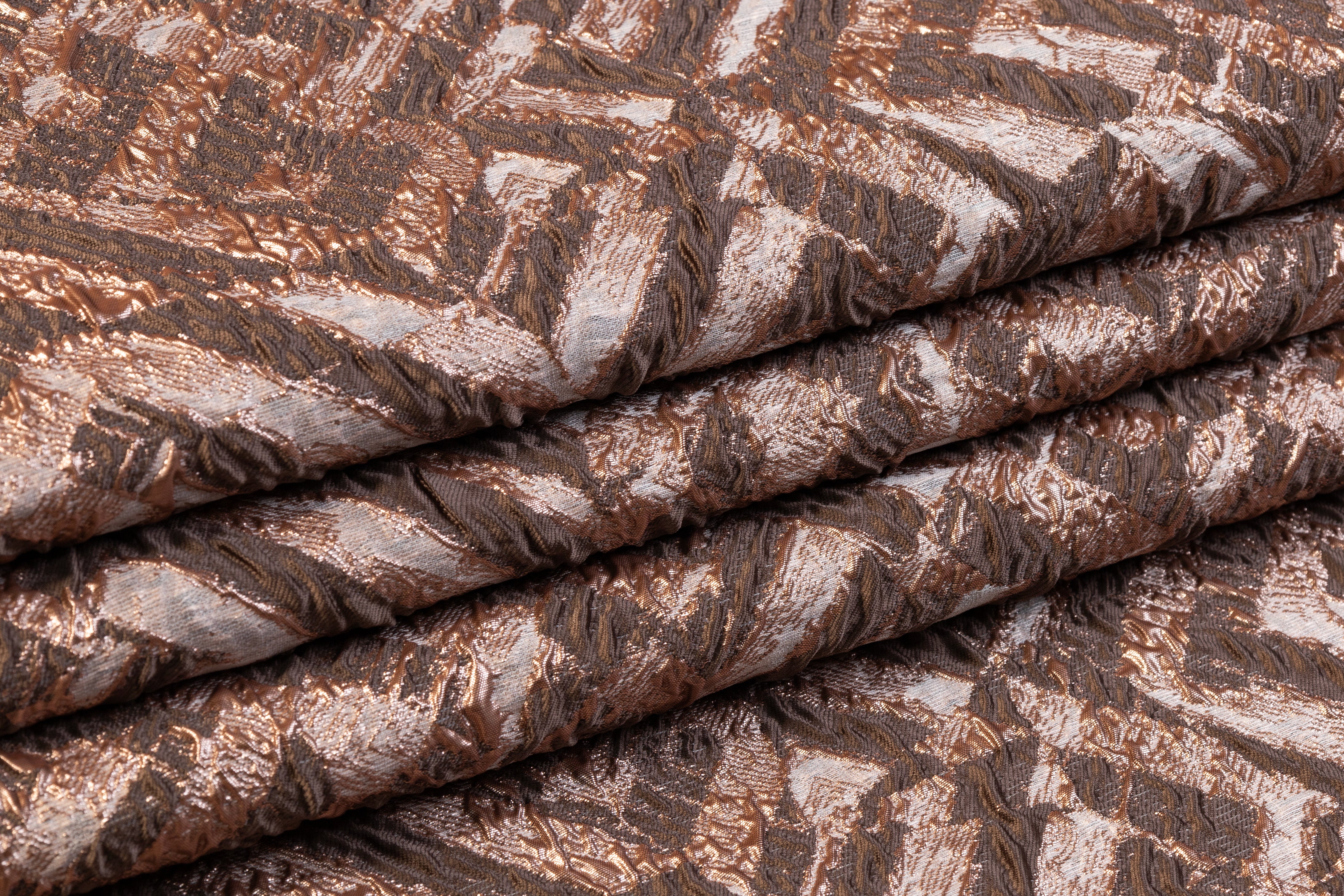 Crushed Metallic Brocade - Rose Gold / Brown