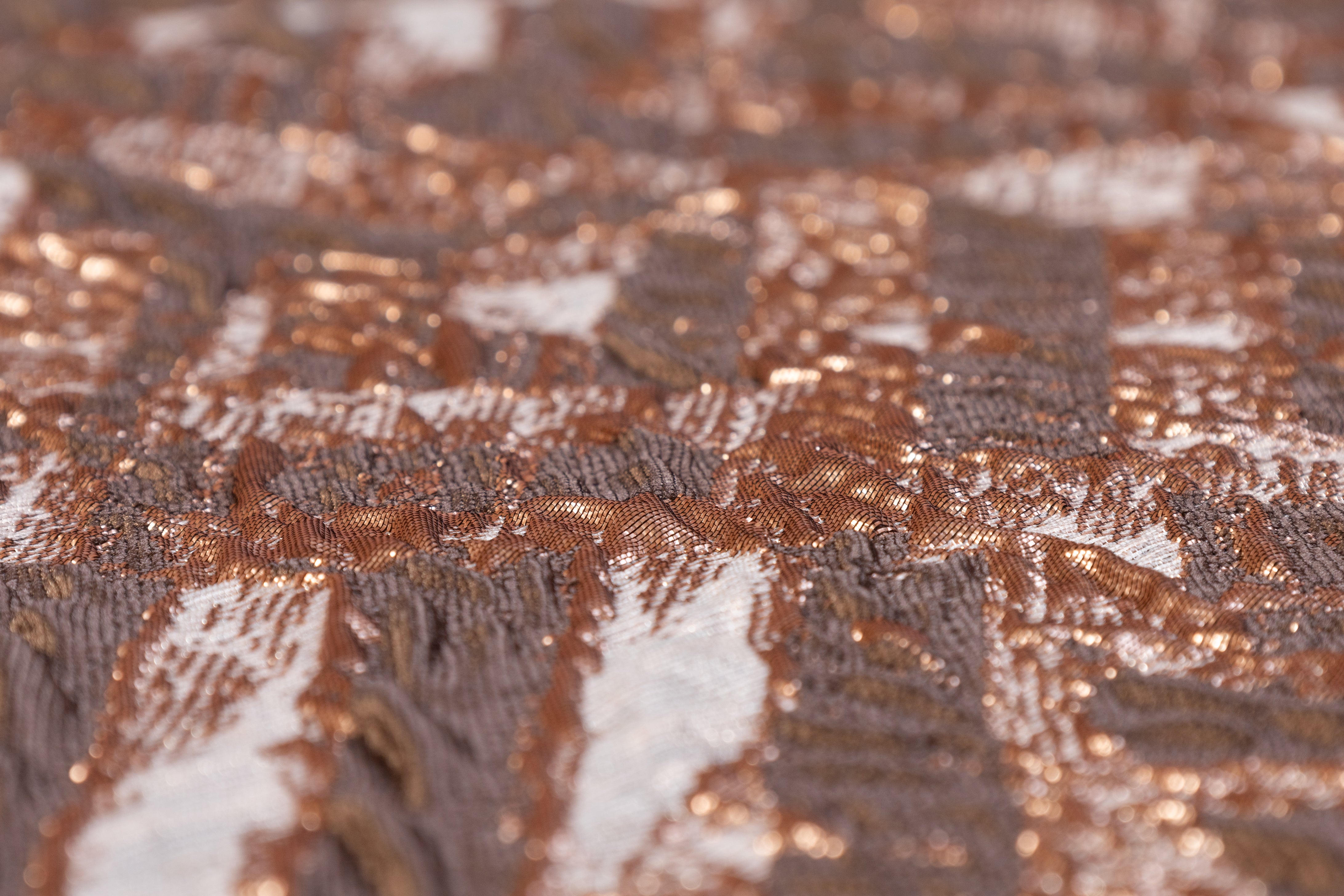 Crushed Metallic Brocade - Rose Gold / Brown