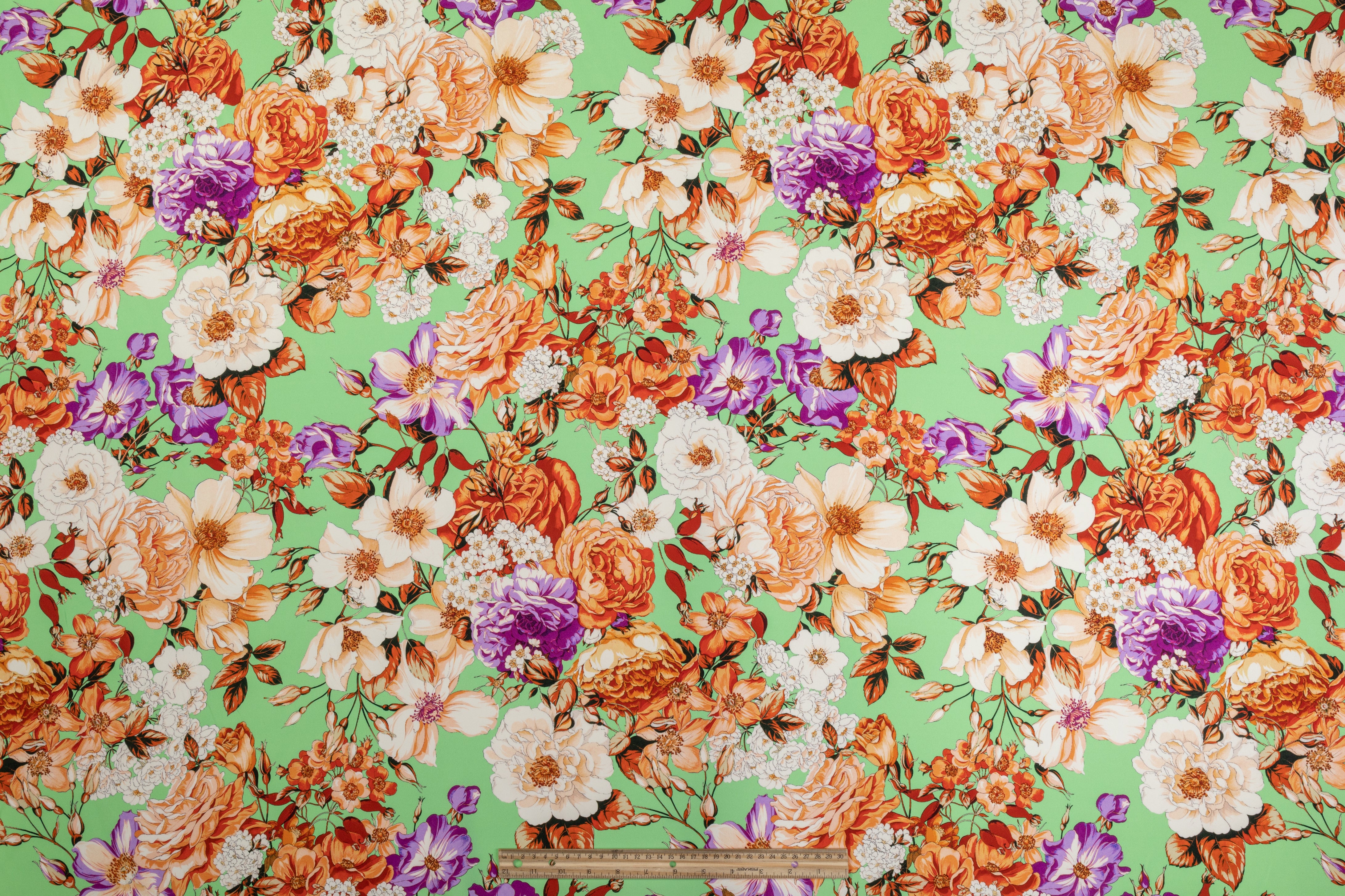 Emanuel Ungaro - Floral Italian 4-Ply Silk Crepe - Green / Multicolor